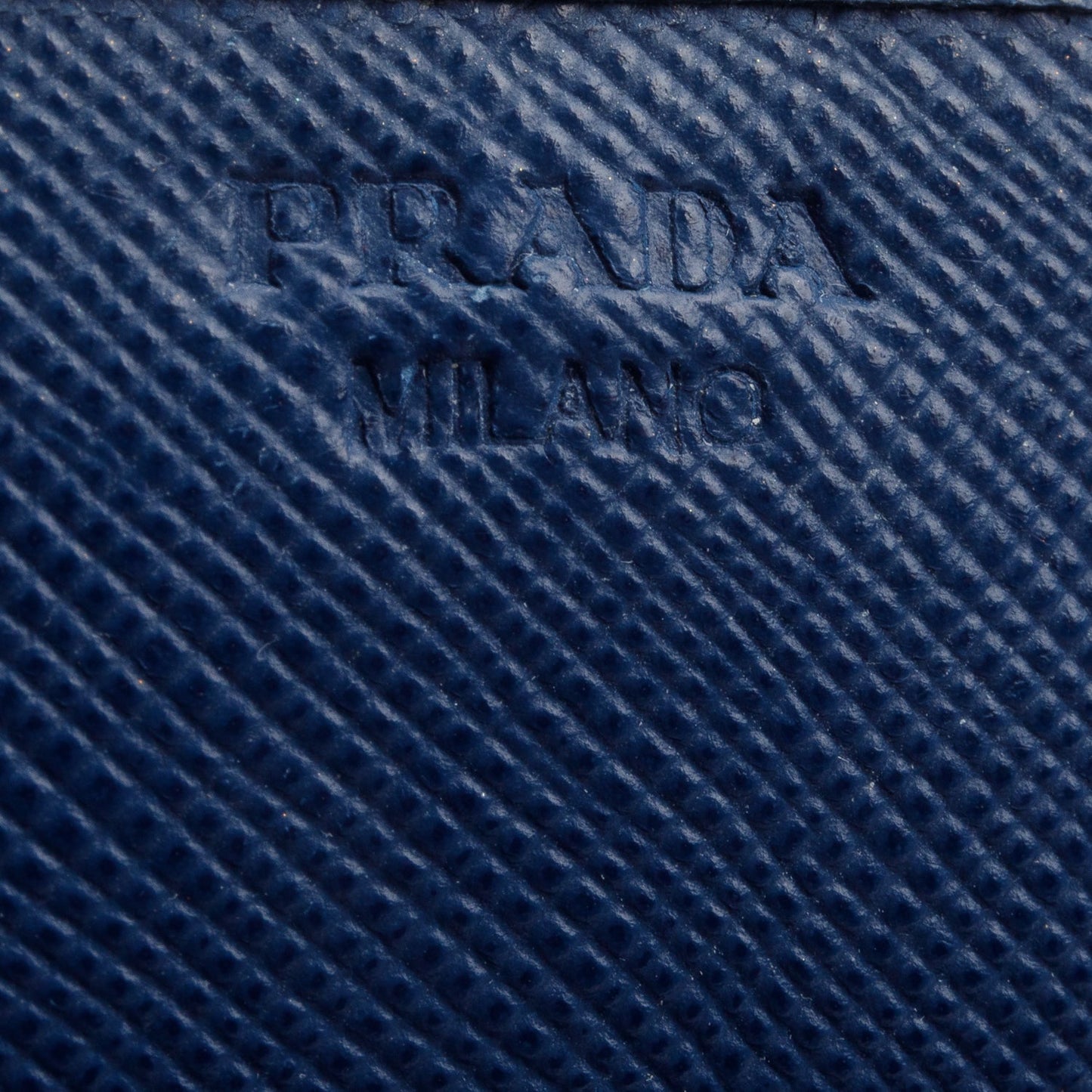 Prada Blue Saffiano Metal Continental Wallet on Chain