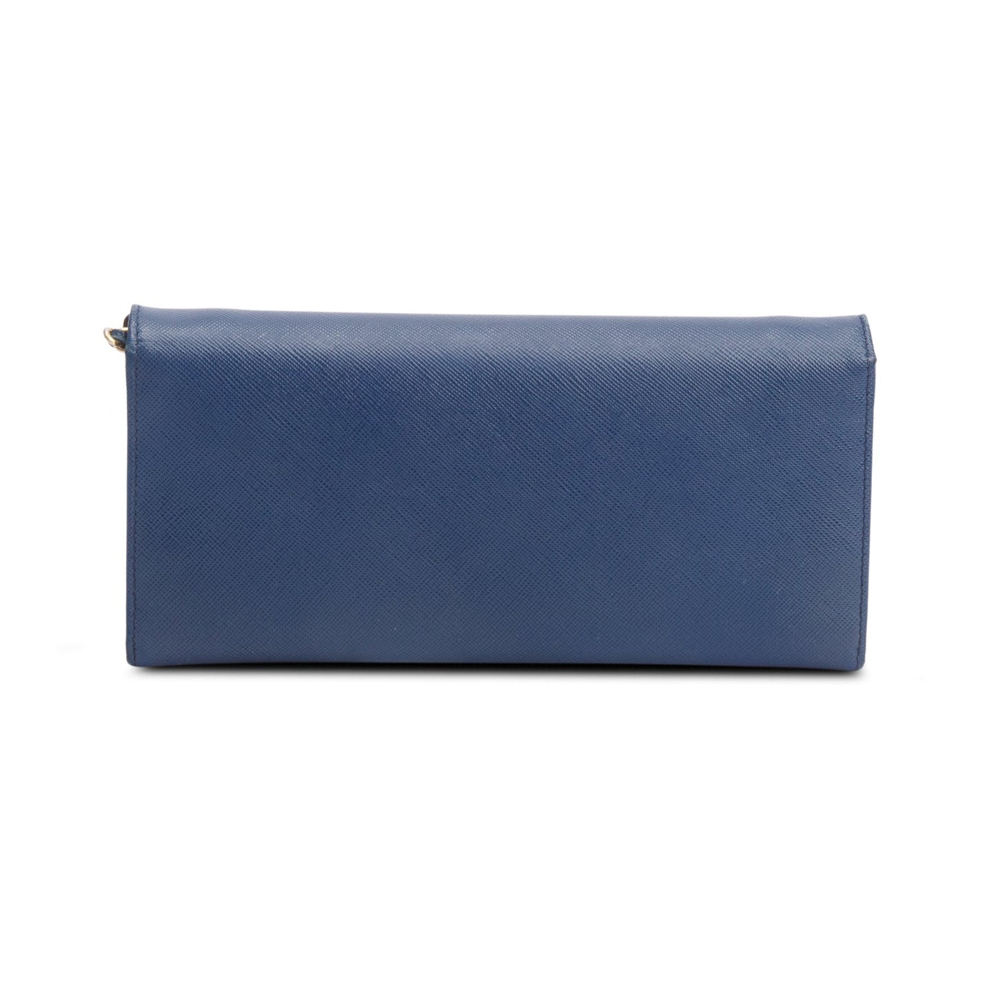 Prada Blue Saffiano Metal Continental Wallet on Chain