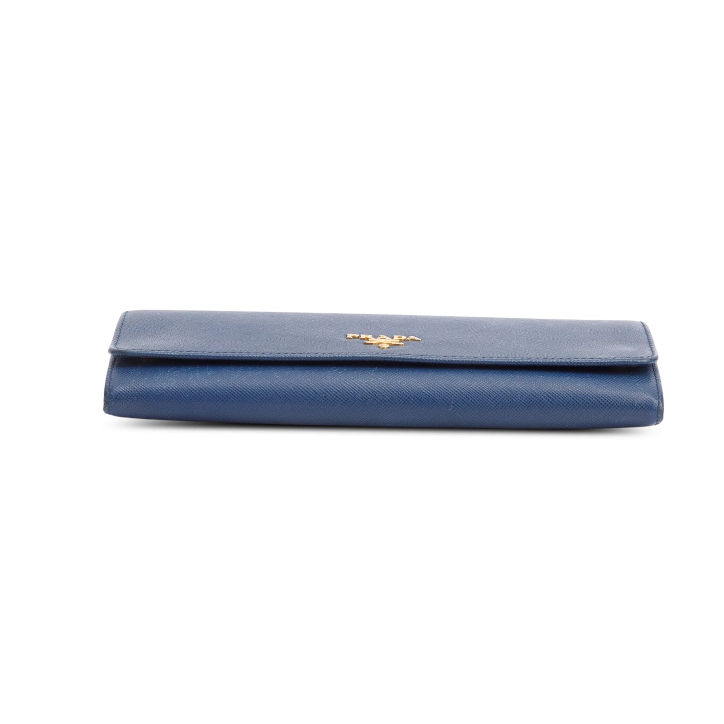 Prada Blue Saffiano Metal Continental Wallet on Chain