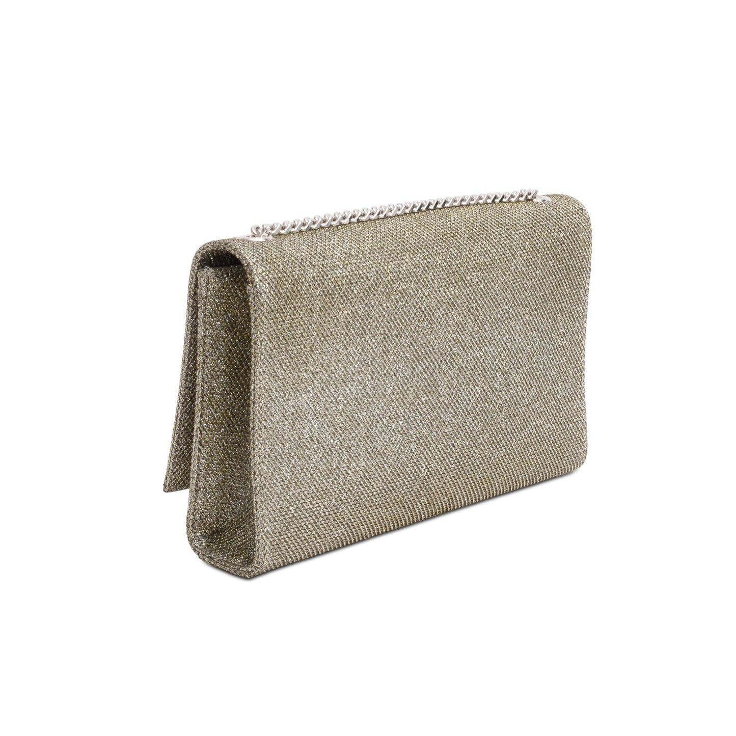 Saint Laurent Metallic Grey Glitter Canvas Medium Kate Bag