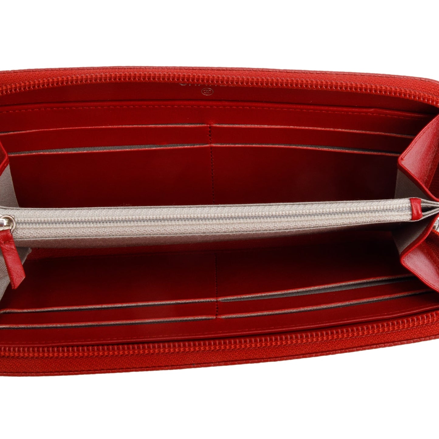 Chanel Red Caviar Leather Timeless CC Continental Zip Wallet