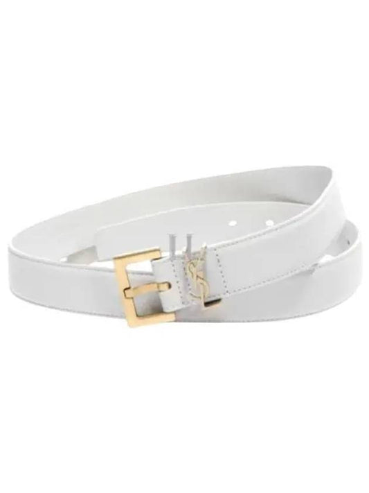 Luxury Saint Laurent Trending 2025 Monogram Buckle Leather Belt White