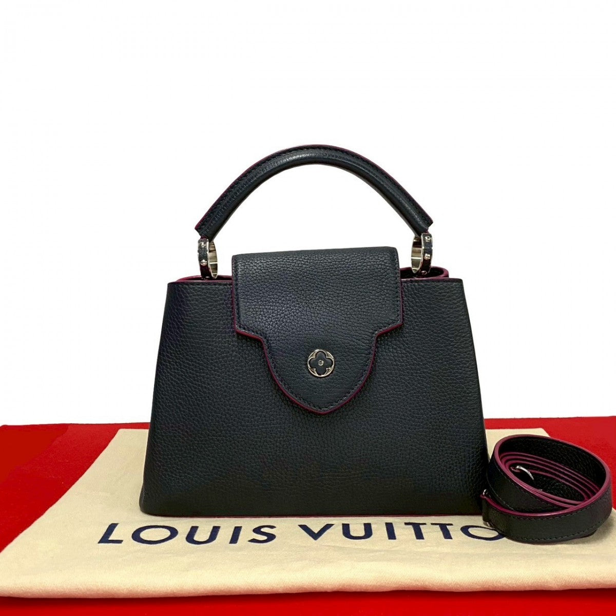 LOUIS VUITTON Shoulder Bag M42245 Taurillon Clemence Leather Navy Capsine BB Women