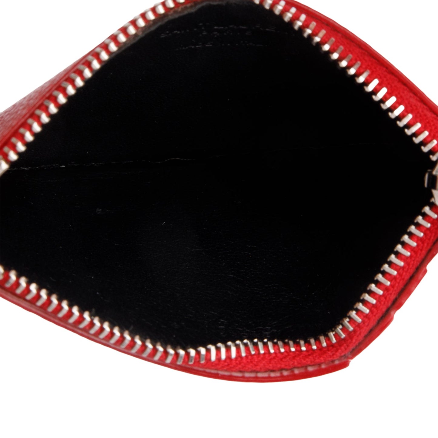 Saint Laurent Red Calfskin Leather Paris Fragments Zipped Card Case