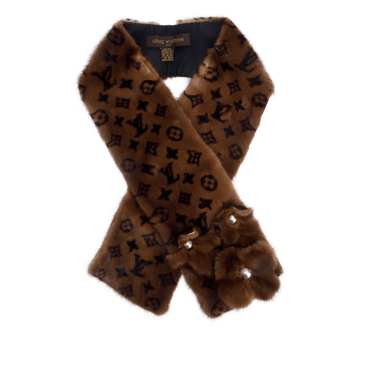 Louis Vuitton Brown Monogram Mink Fur Fleur Stole Scarf