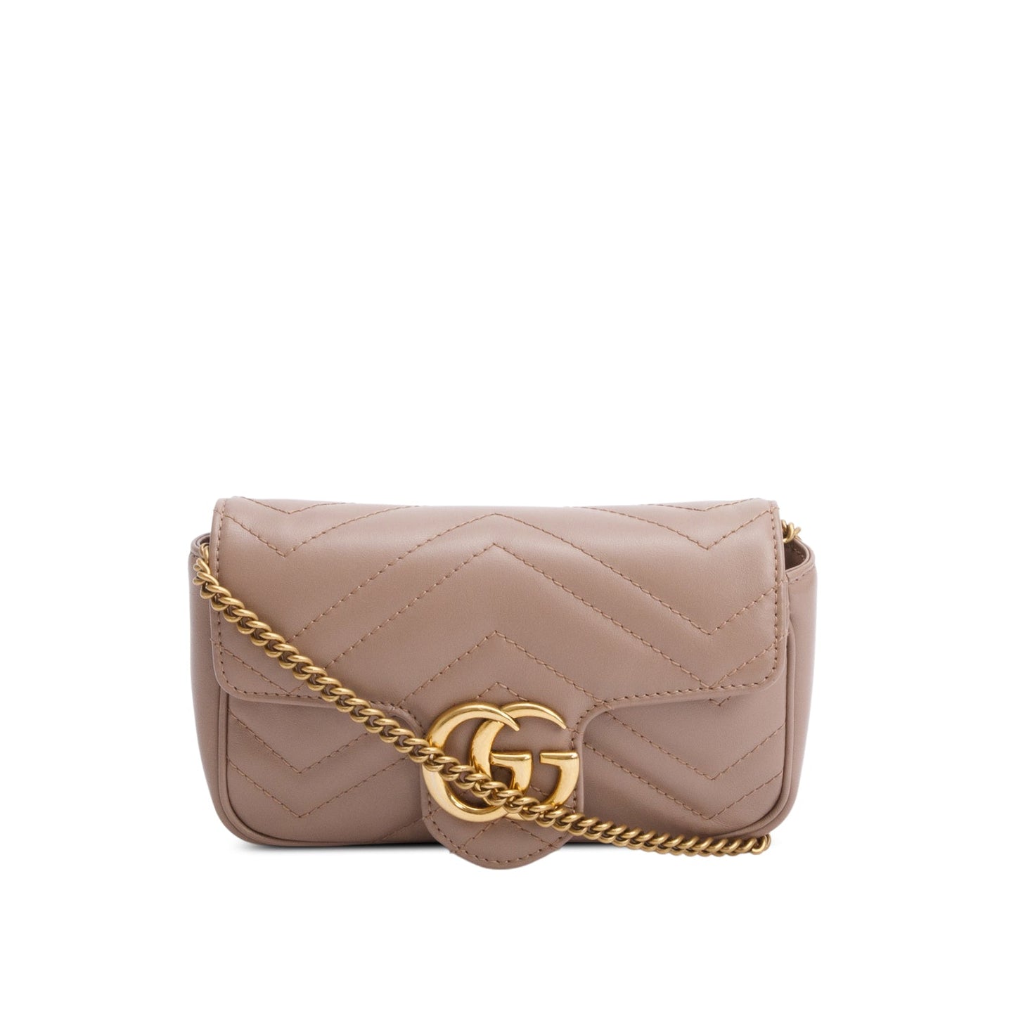 Gucci Taupe GG Marmont Matelasse Leather Super Mini Bag
