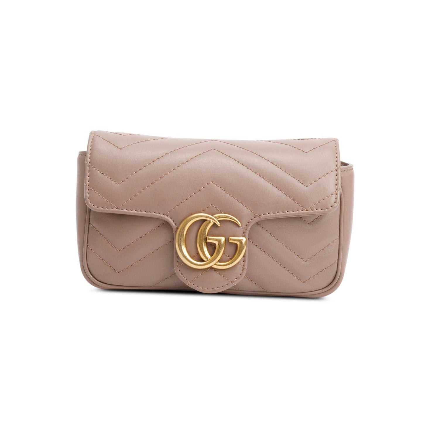 Gucci Taupe GG Marmont Matelasse Leather Super Mini Bag