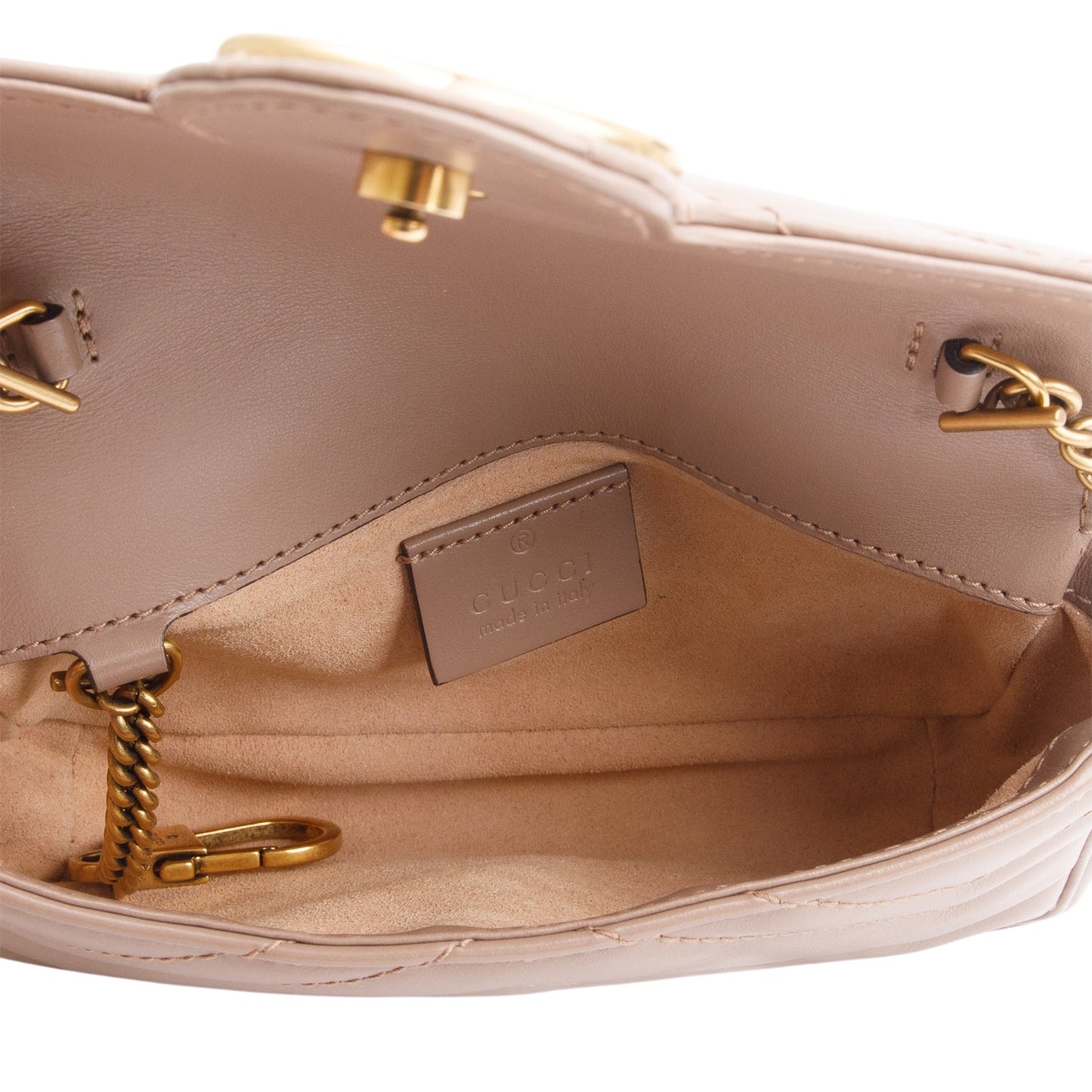 Gucci Taupe GG Marmont Matelasse Leather Super Mini Bag