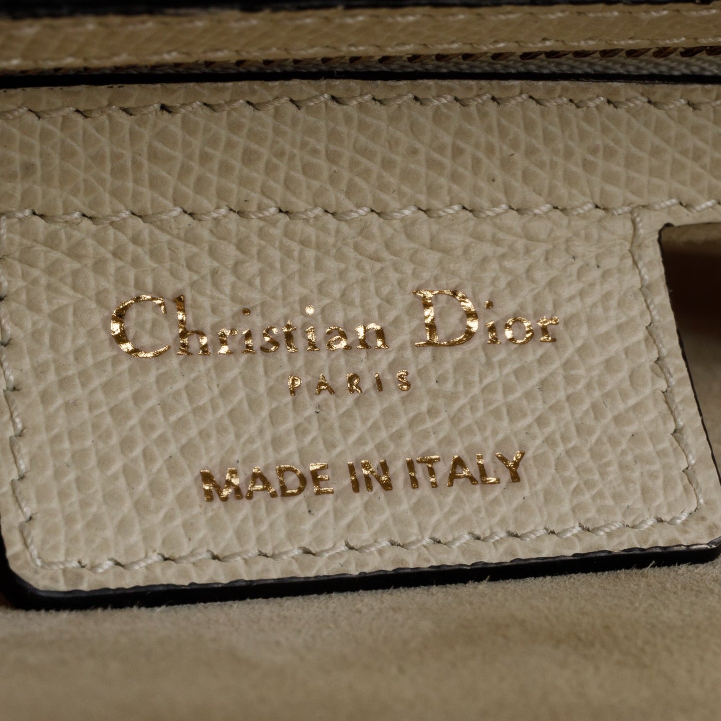 Christian Dior White Grained Calfskin Leather Medium Saddle Bag