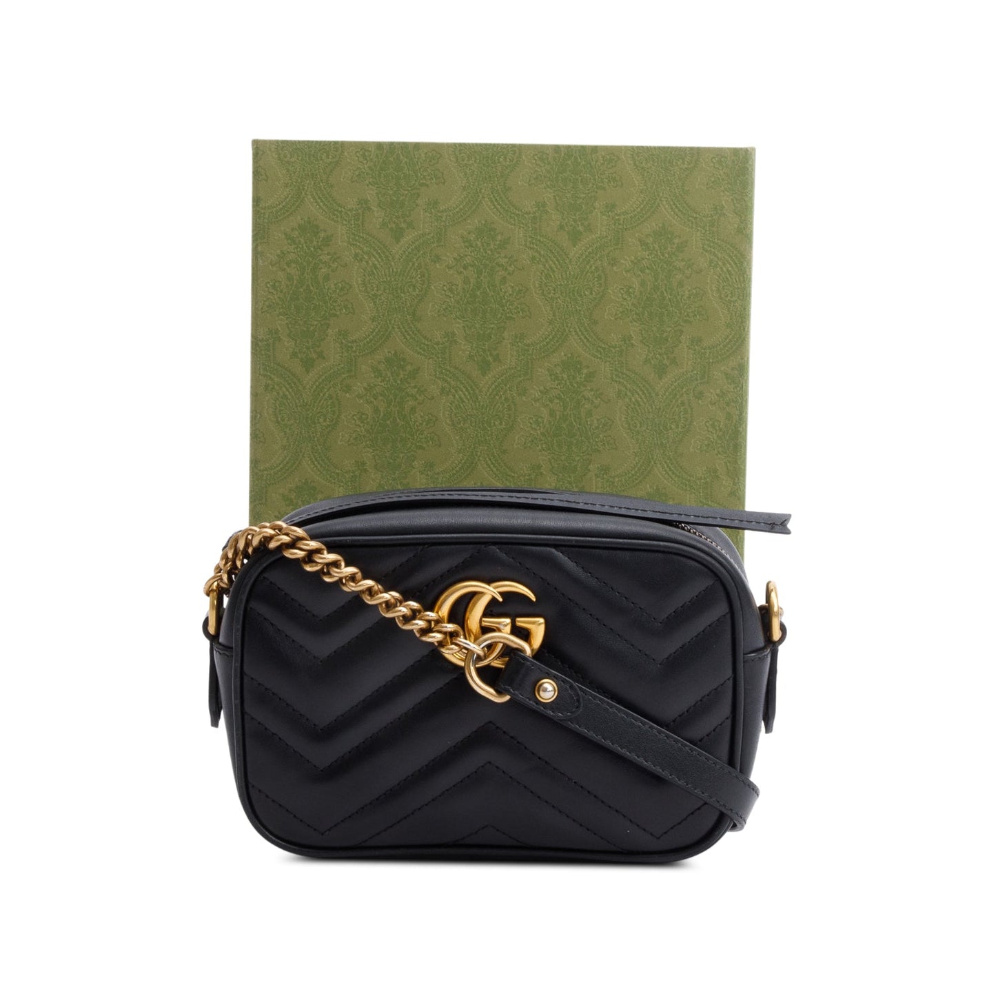 Gucci Black GG Marmont Matelasse Mini Camera Bag