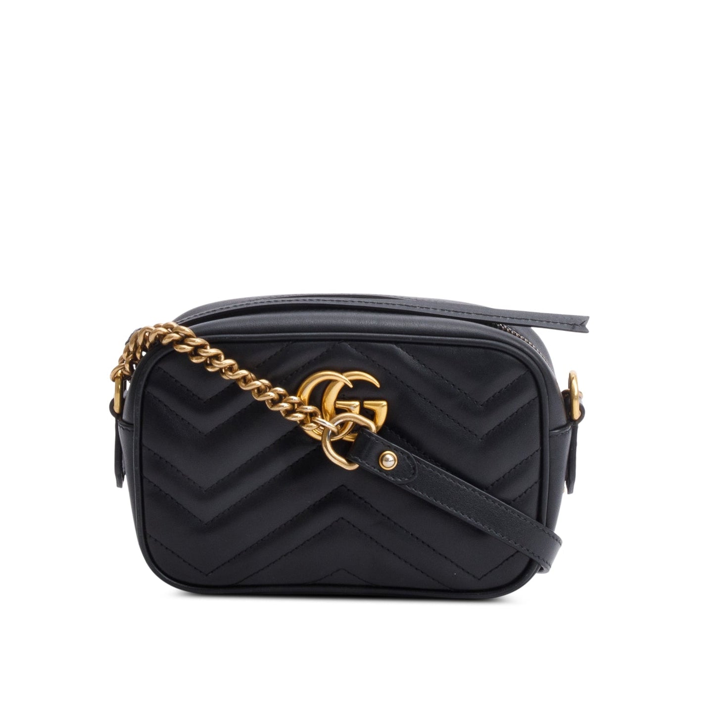 Gucci Black GG Marmont Matelasse Mini Camera Bag