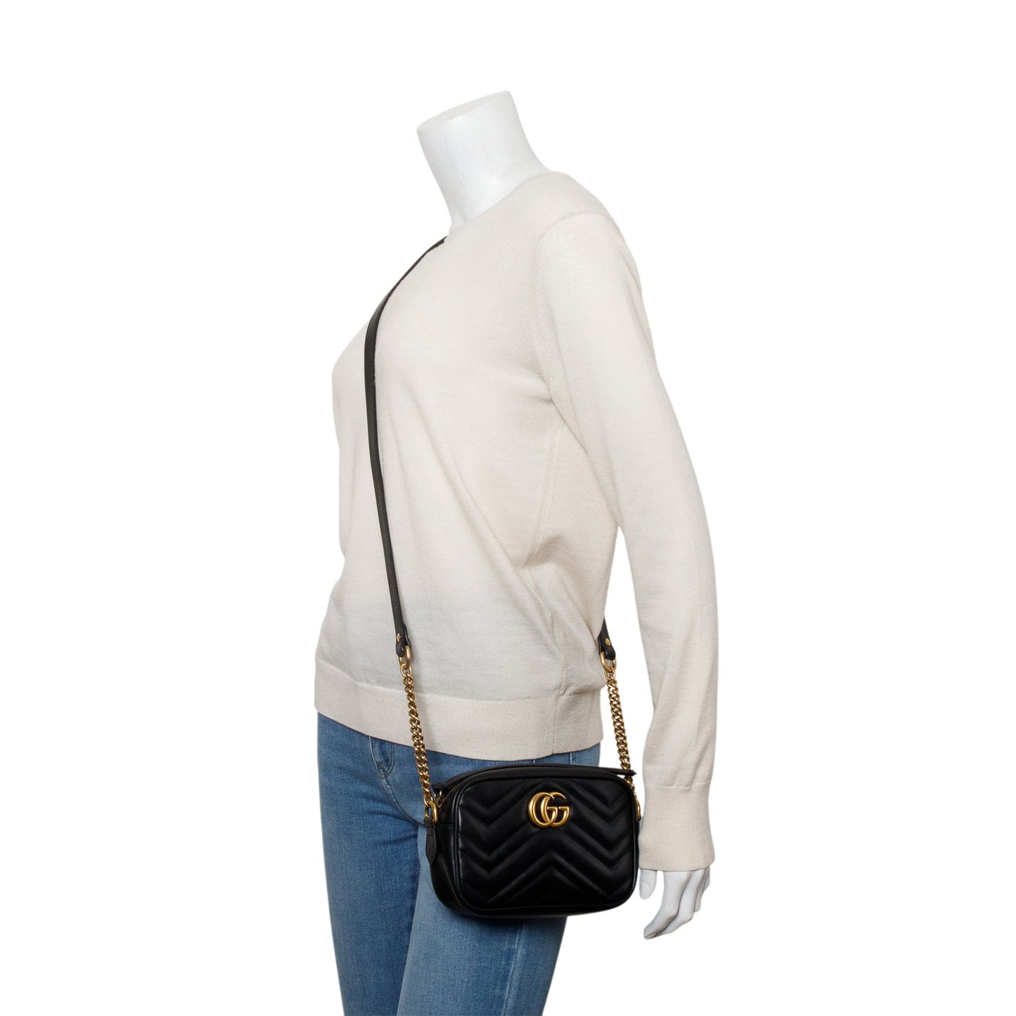 Gucci Black GG Marmont Matelasse Mini Camera Bag