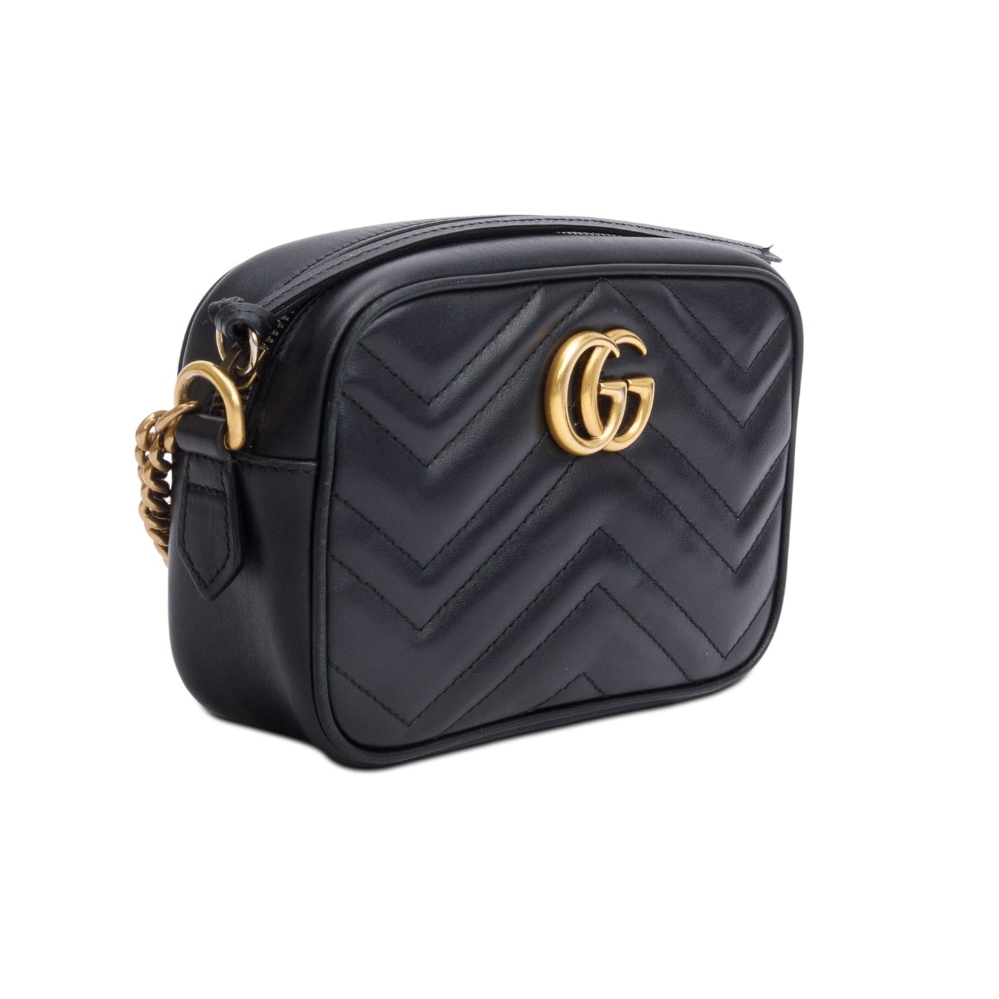 Gucci Black GG Marmont Matelasse Mini Camera Bag