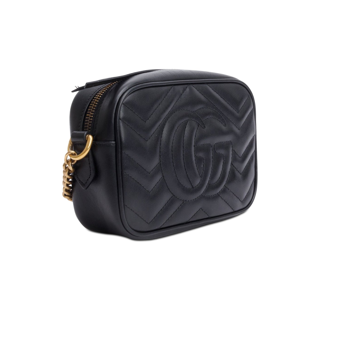 Gucci Black GG Marmont Matelasse Mini Camera Bag