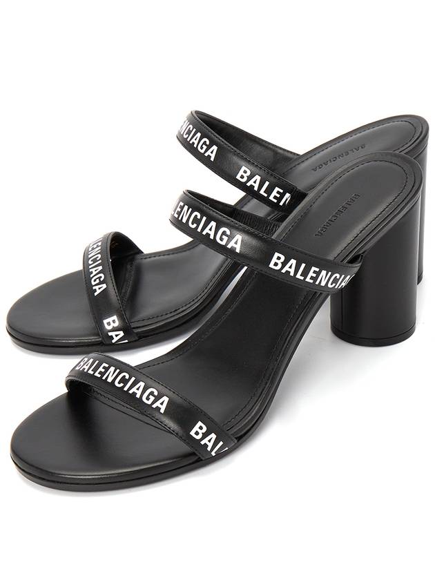 Luxury Balenciaga Trending 2025 WoMen's Leather Logo Round Sandal Heels Black