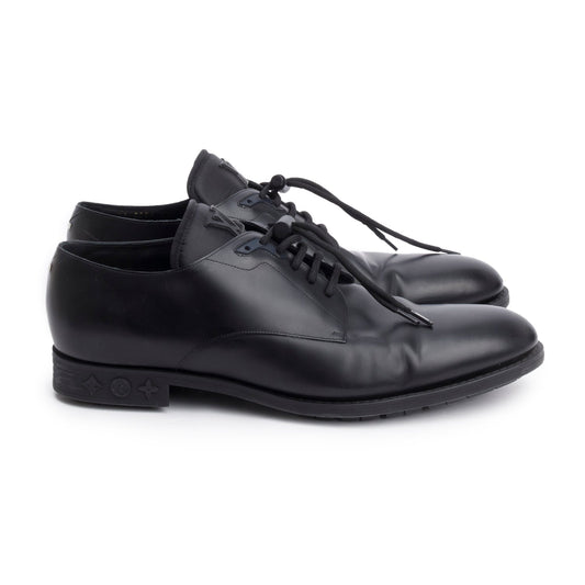 Louis Vuitton 2024 Black Leather LV Flex Derby Shoes, Men's Size 10.5
