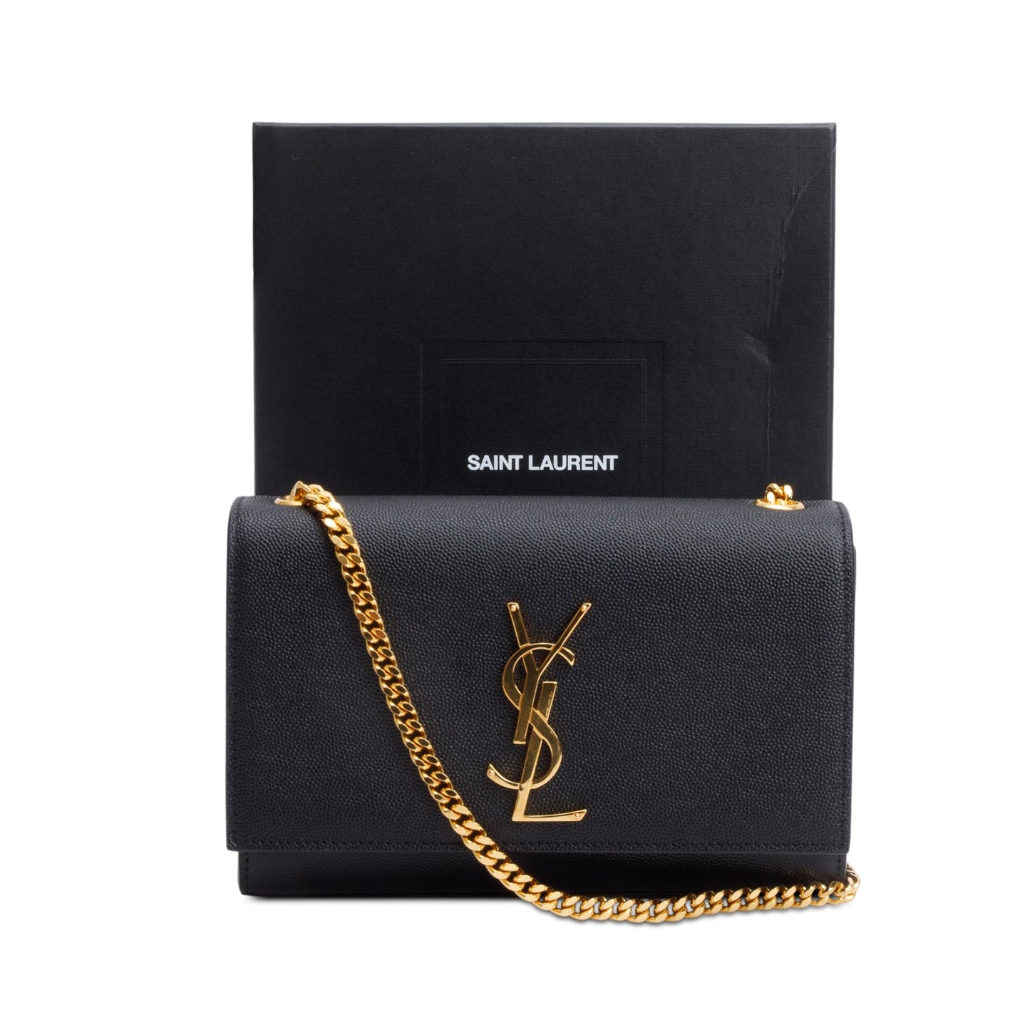 Saint Laurent 2022 Black Grain De Poudre Leather Small Monogram Kate Bag