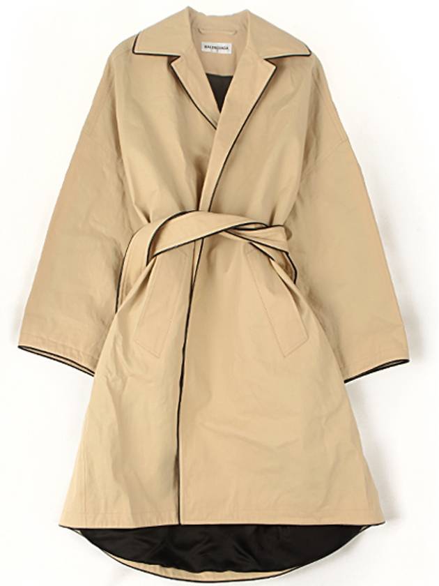 Luxury Balenciaga Trending 2025 Line Detail Belt Single Coat Beige