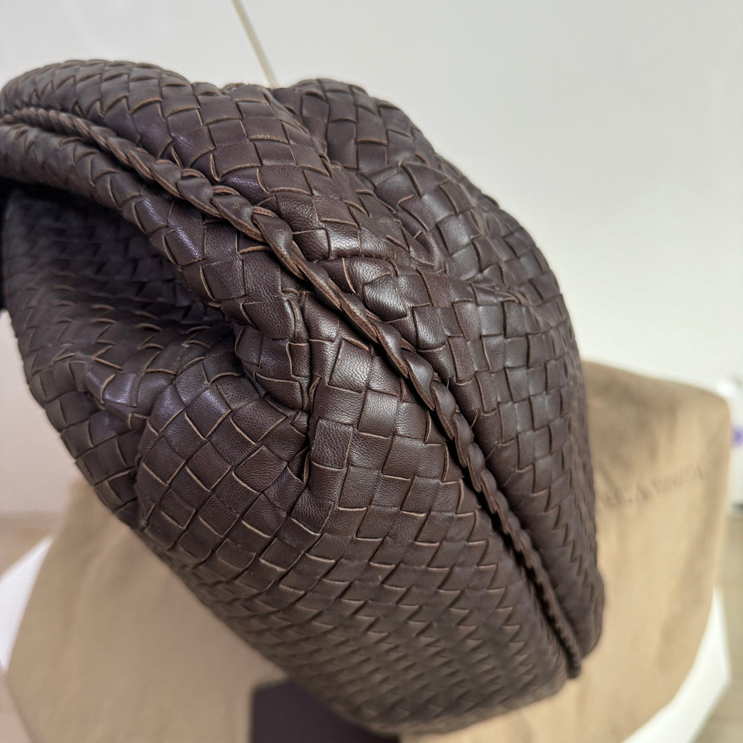 Bottega Veneta Belly Hobo Intrecciato Lambskin Leather Dark Chocolate Brown Large 50cm