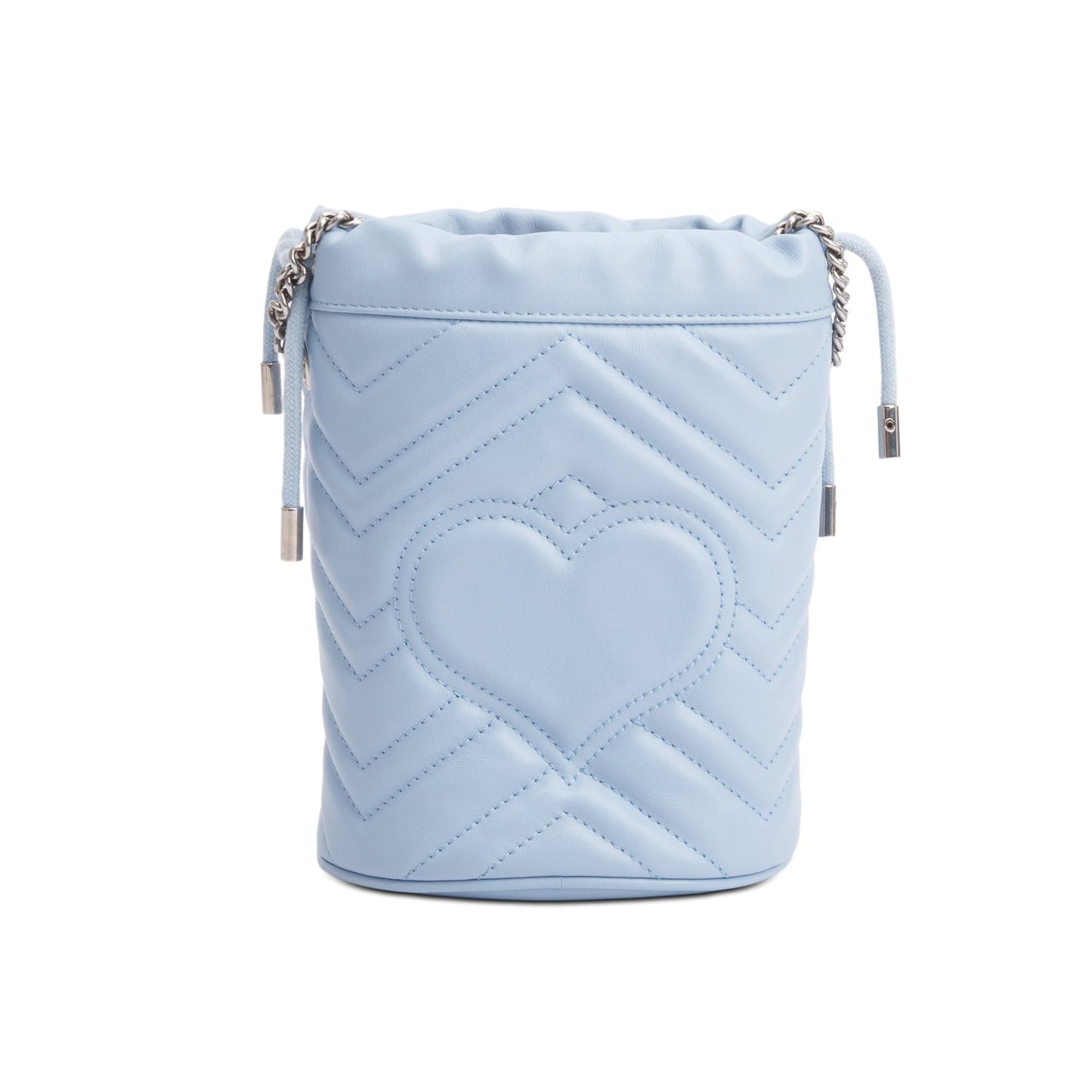 Gucci Blue Calfskin Leather GG Marmont Mini Bucket Bag