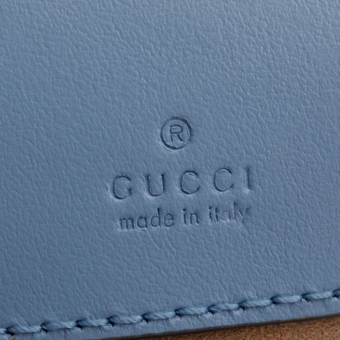 Gucci Blue Calfskin Leather GG Marmont Mini Bucket Bag