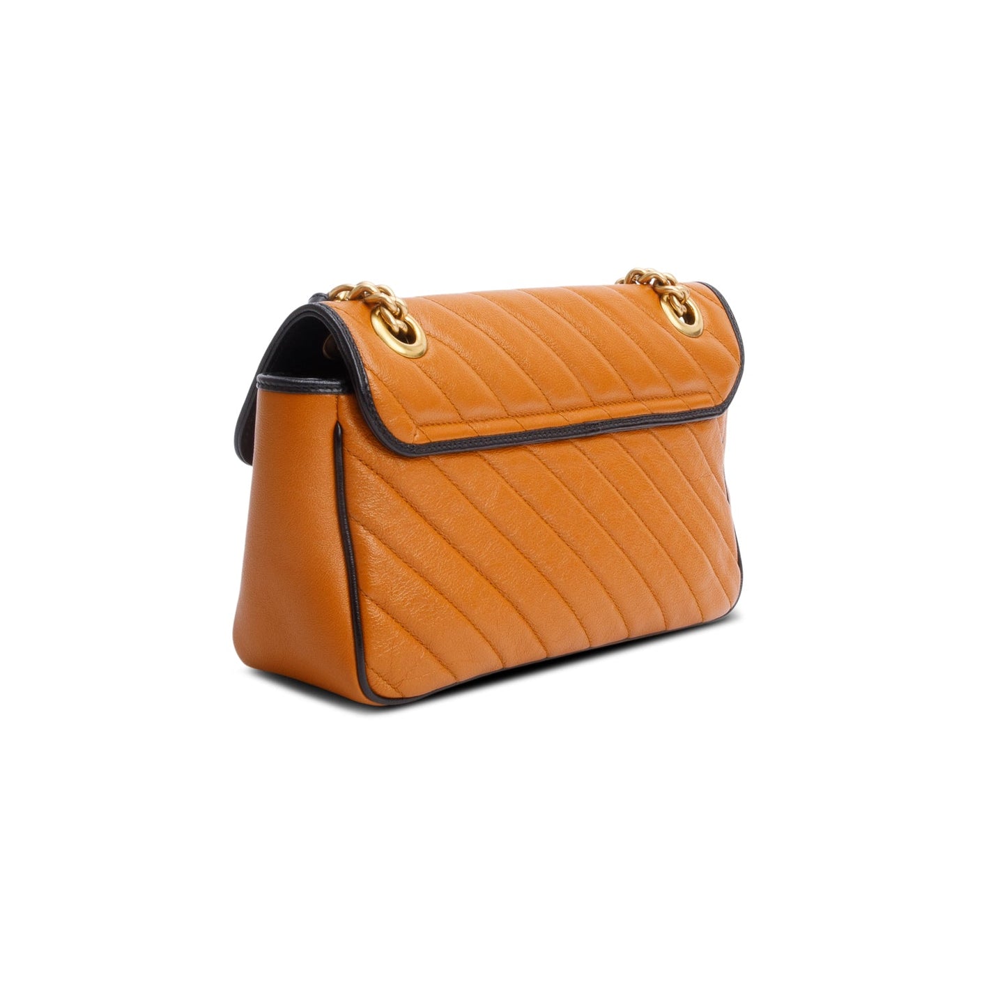 Gucci Brown/Black Trim GG Marmont Matelasse Leather Torchon Small Shoulder Bag