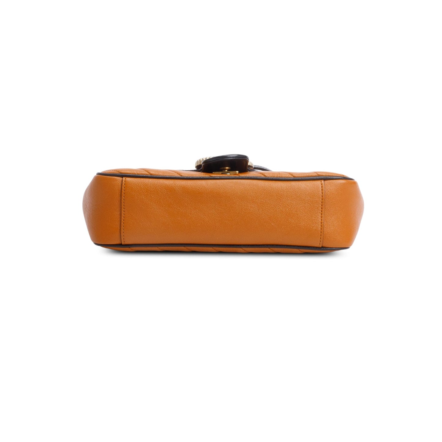 Gucci Brown/Black Trim GG Marmont Matelasse Leather Torchon Small Shoulder Bag