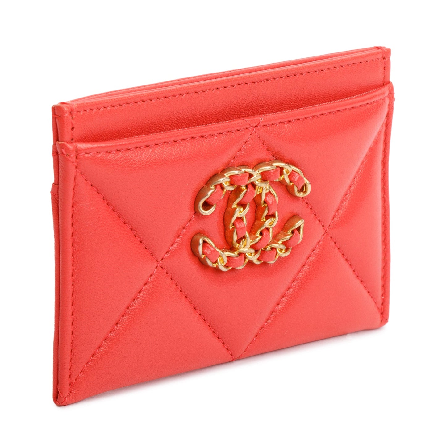 Chanel Coral Quilted Lambskin Leather 19 Card Holder