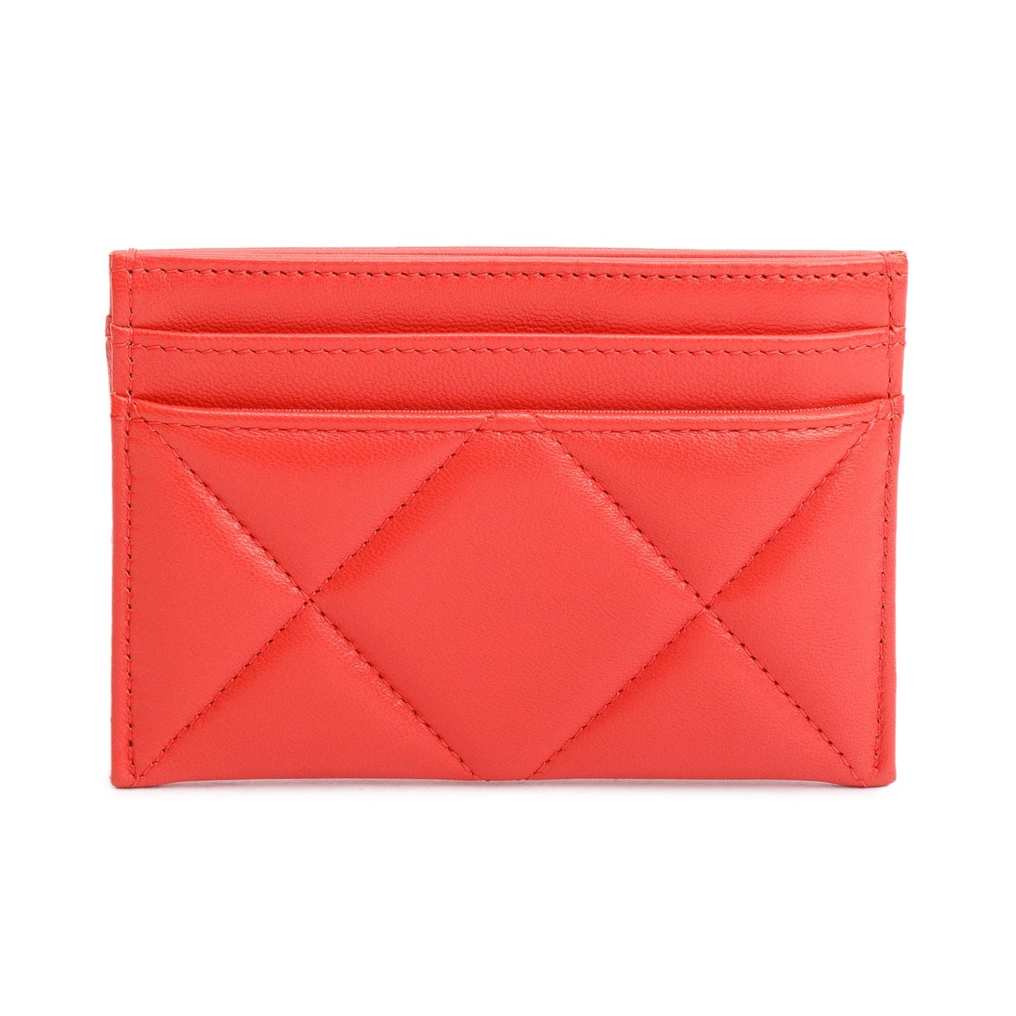 Chanel Coral Quilted Lambskin Leather 19 Card Holder