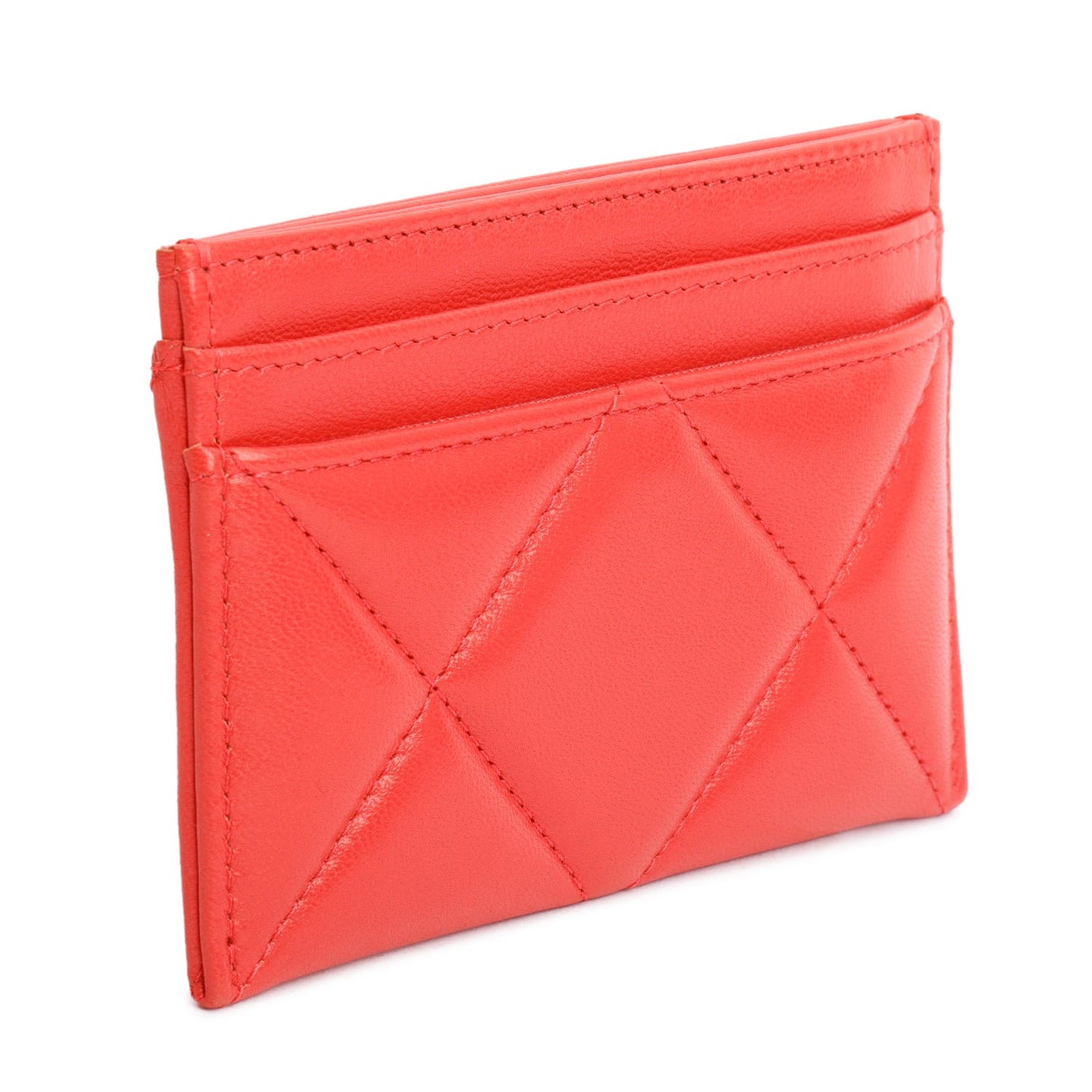Chanel Coral Quilted Lambskin Leather 19 Card Holder