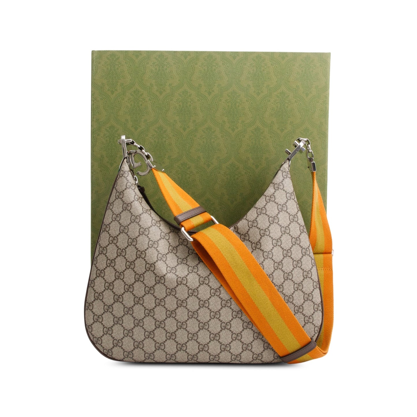 Gucci Beige/Navy GG Supreme Web Attache Medium Hobo Bag
