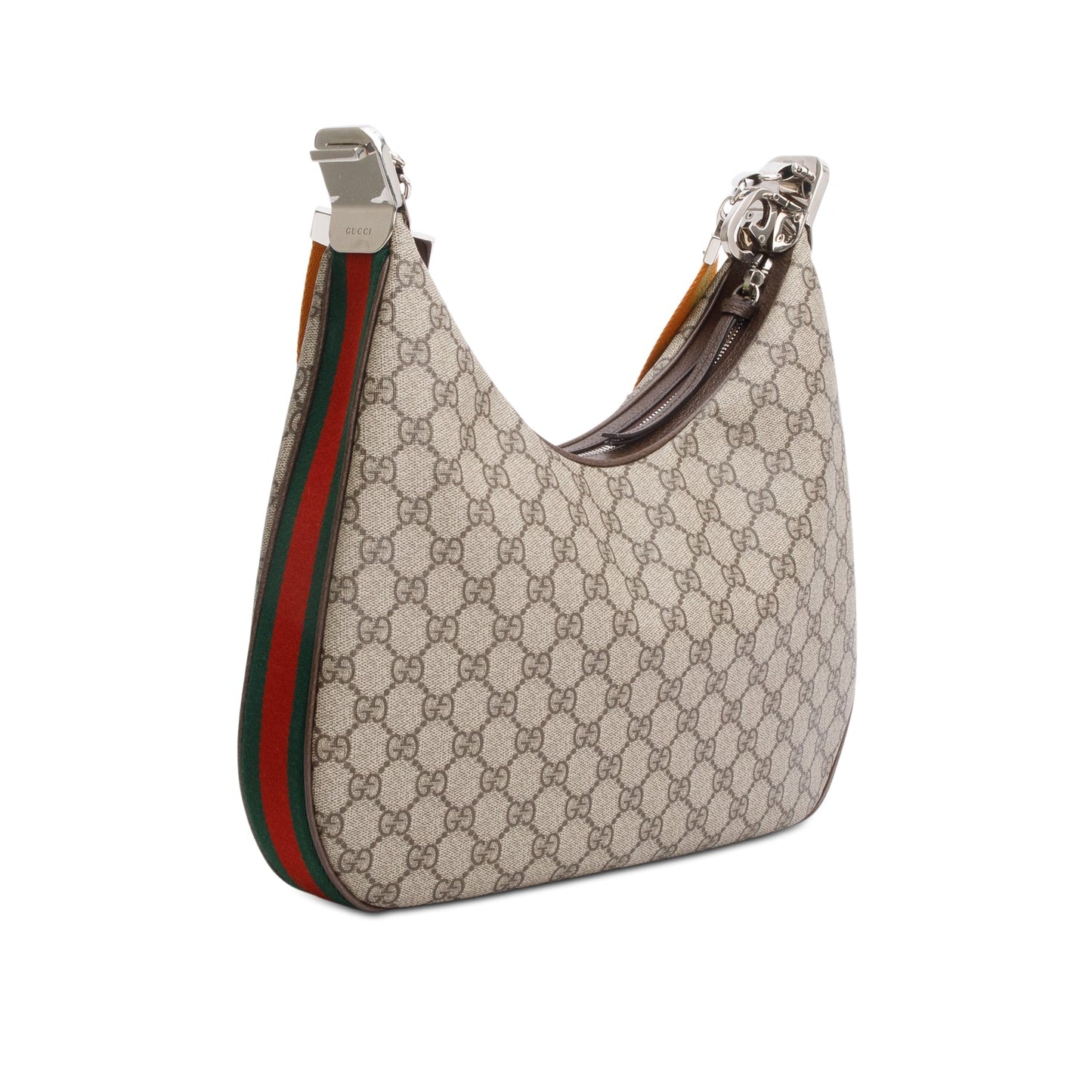 Gucci Beige/Navy GG Supreme Web Attache Medium Hobo Bag