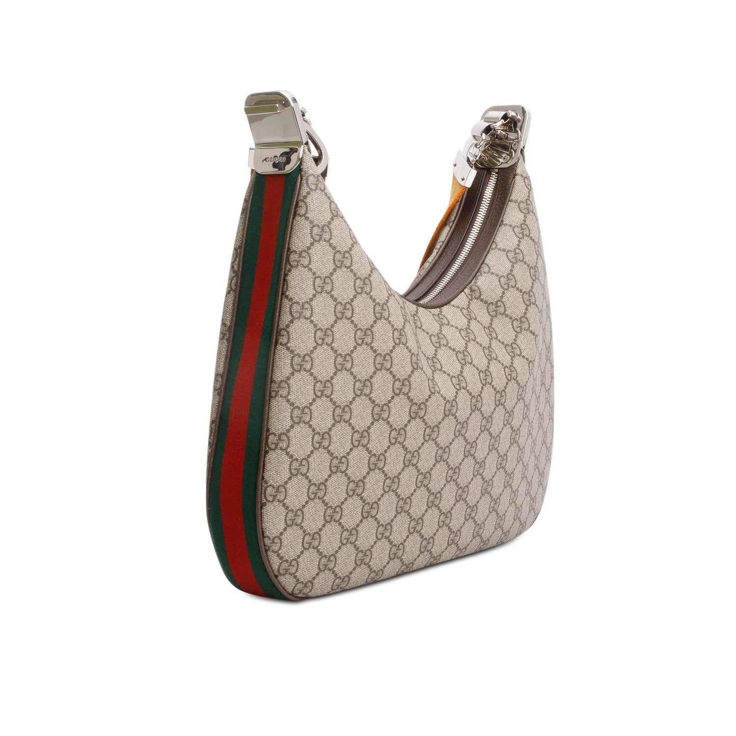 Gucci Beige/Navy GG Supreme Web Attache Medium Hobo Bag