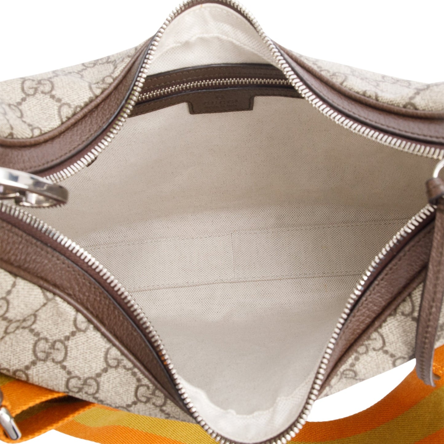 Gucci Beige/Navy GG Supreme Web Attache Medium Hobo Bag