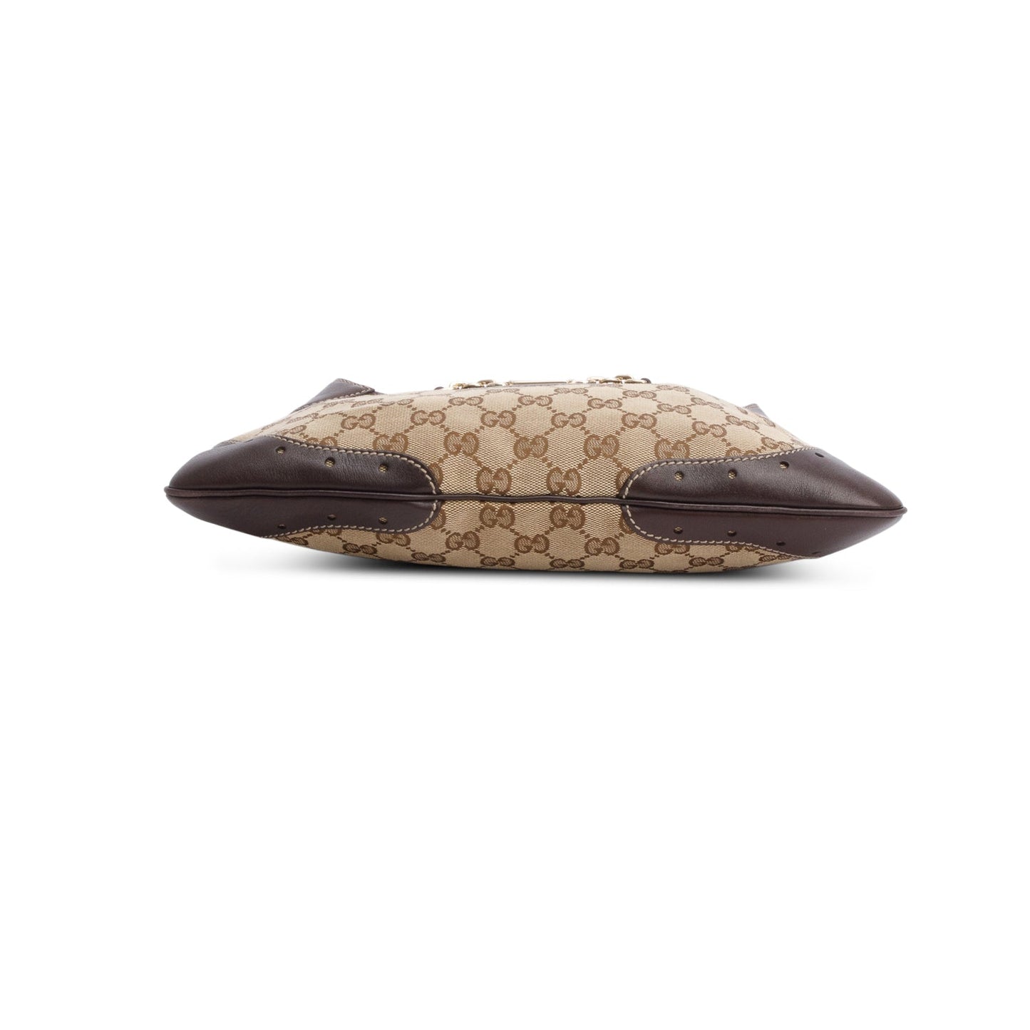 Gucci GG Canvas Brown Leather Trim Medium Punch Hobo