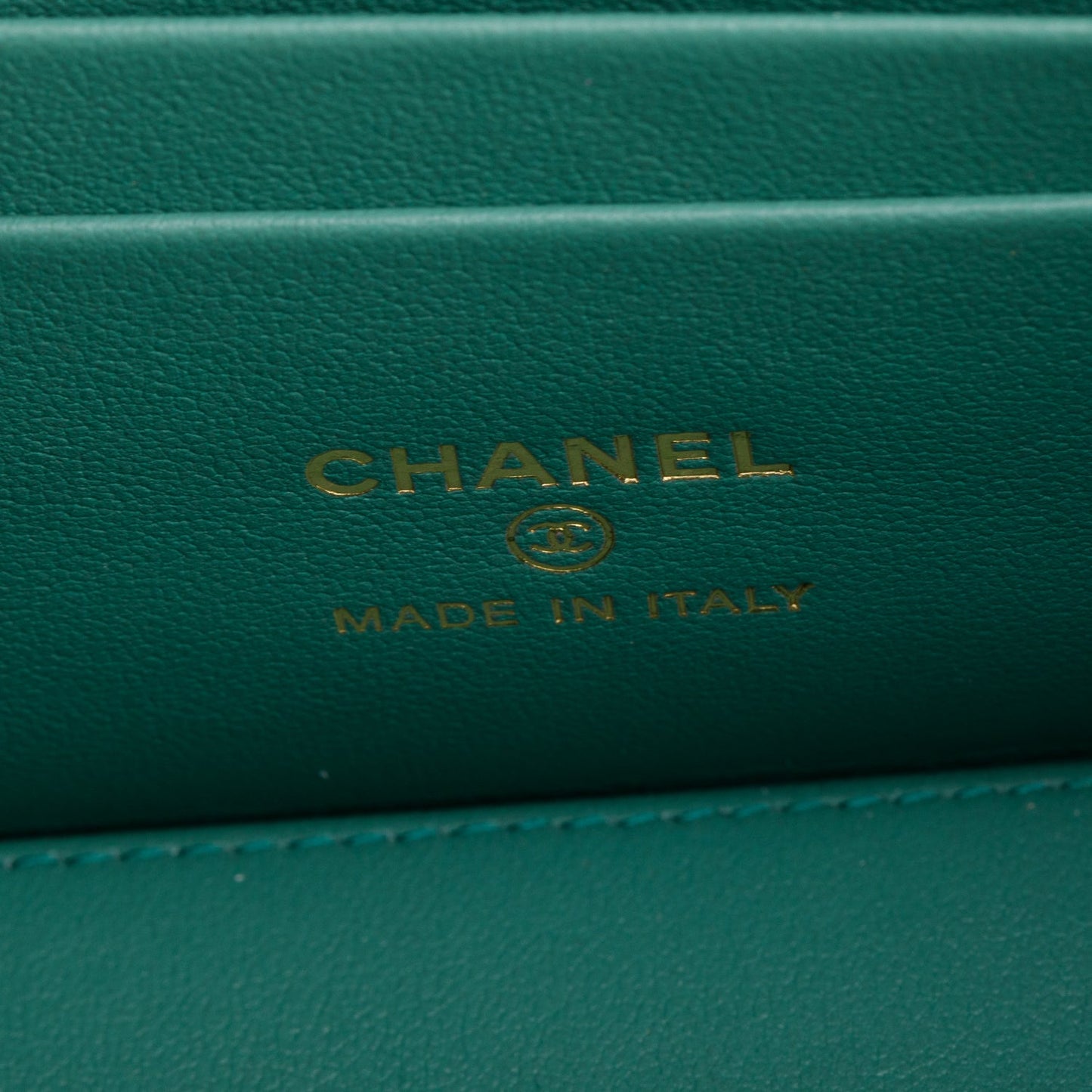 Chanel Green Quilted Lambskin Leather Small Vanity Case