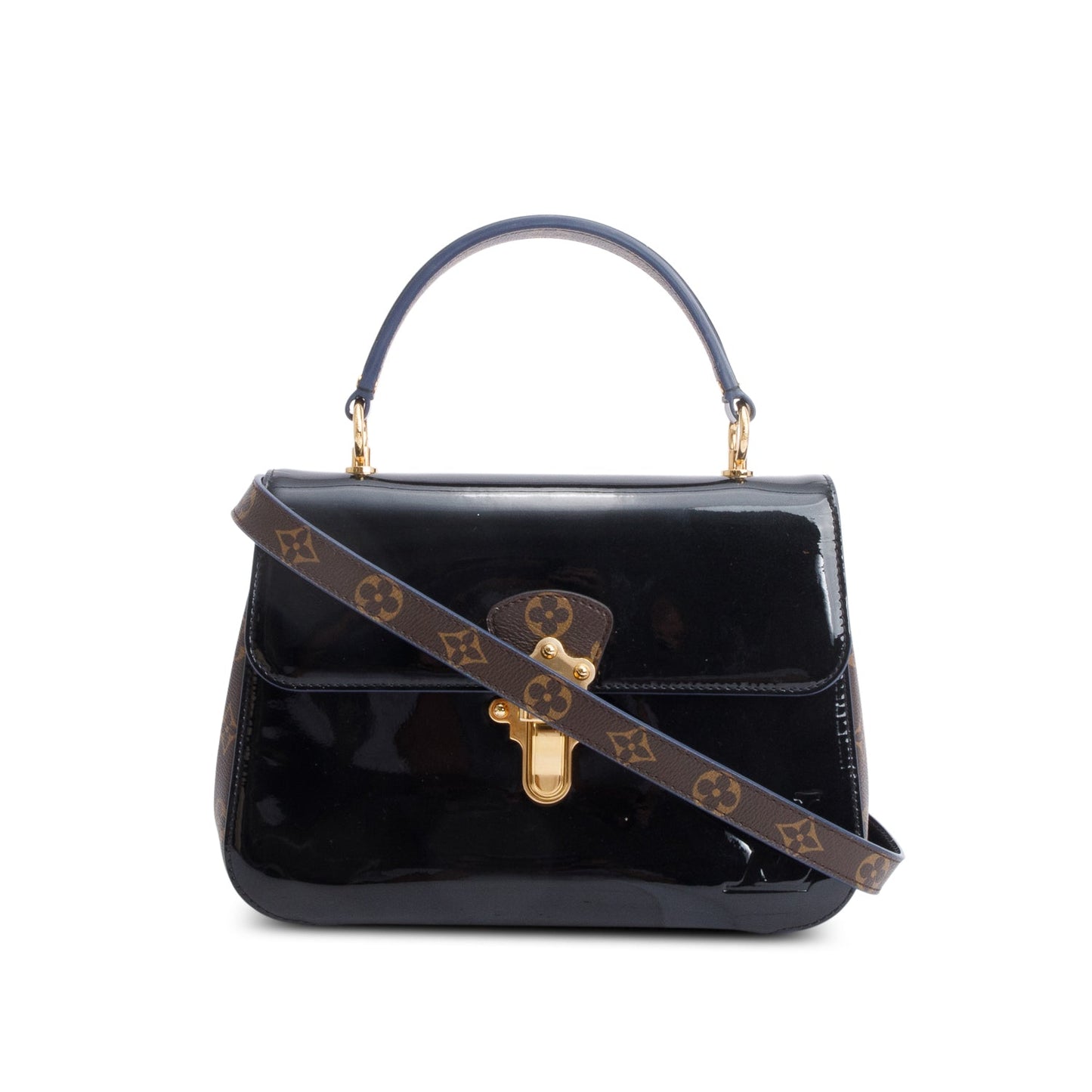 Louis Vuitton Black Vernis Monogram Trim Cherrywood PM