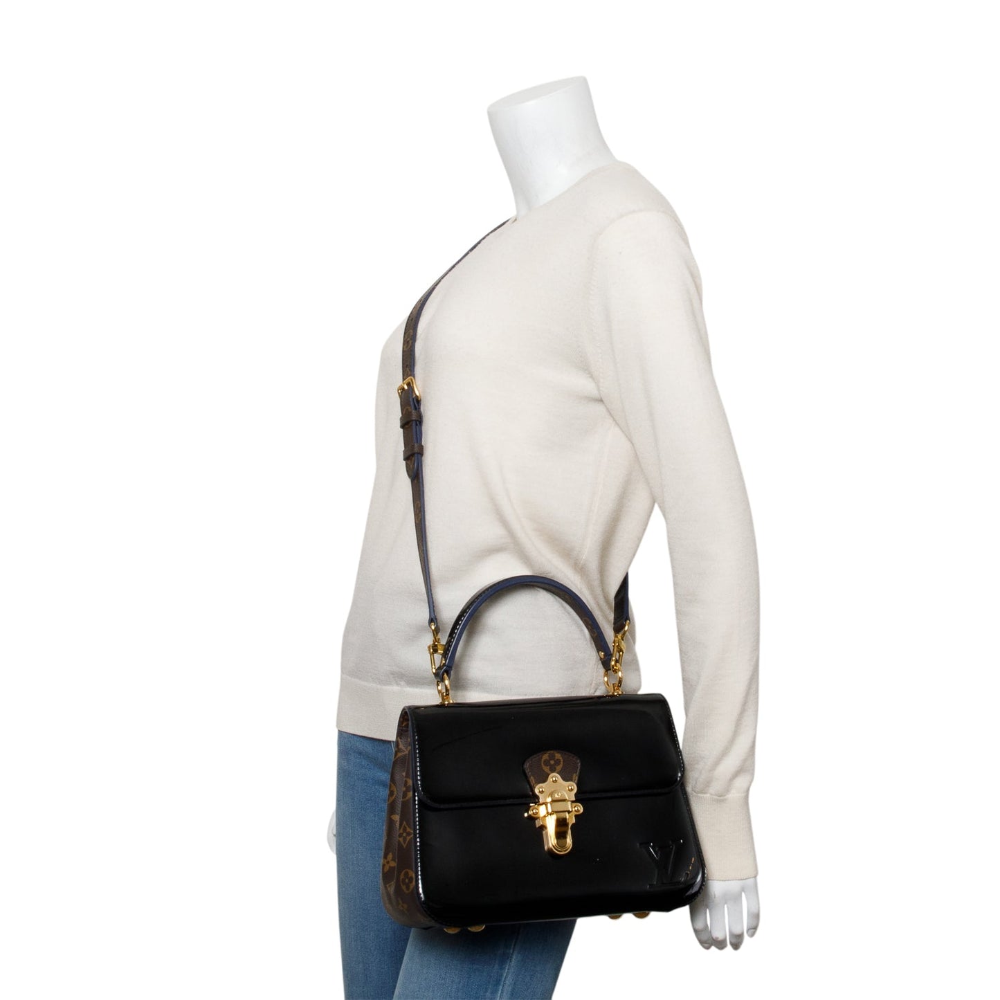 Louis Vuitton Black Vernis Monogram Trim Cherrywood PM