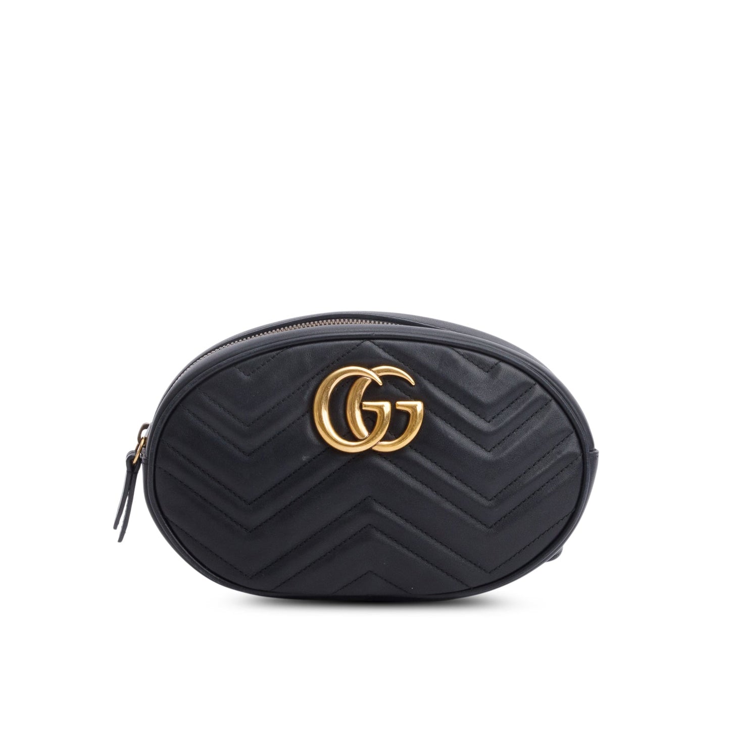 Gucci Black Large GG Marmont Matelasse Leather Belt Bag, Size 105 42