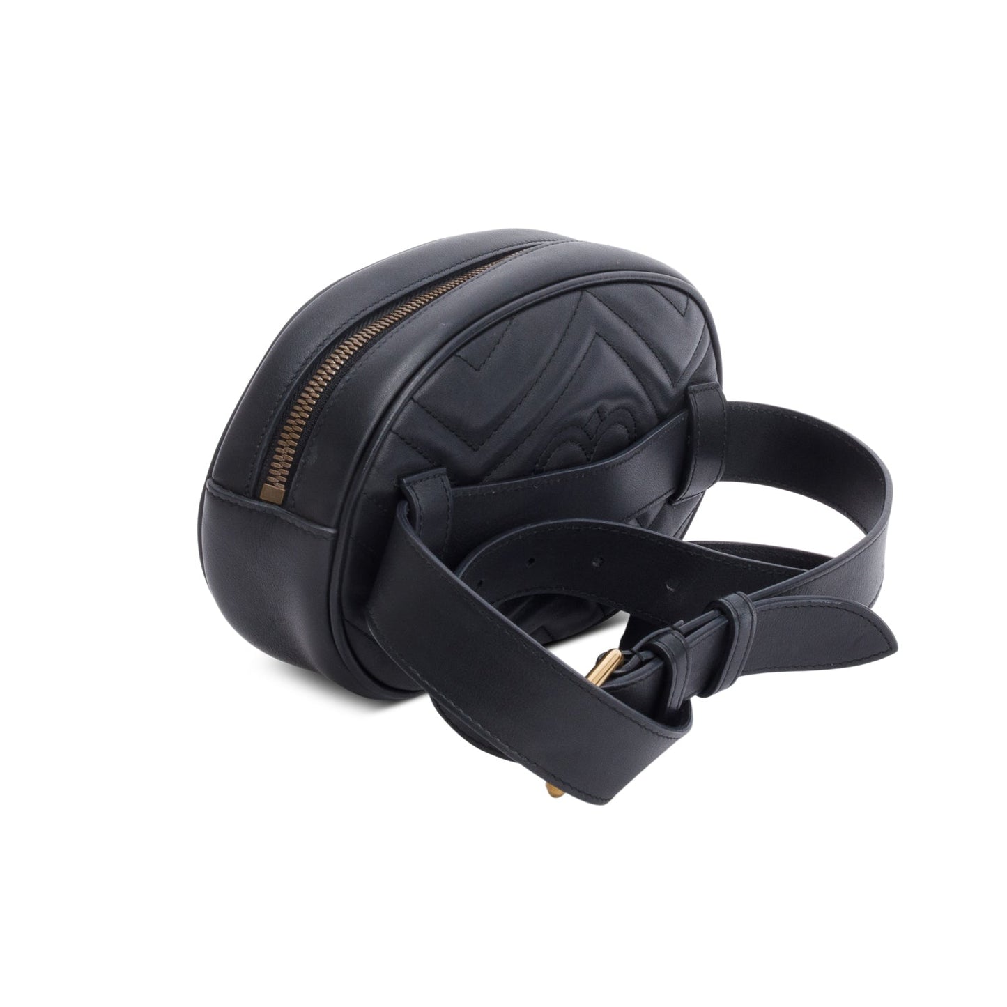 Gucci Black Large GG Marmont Matelasse Leather Belt Bag, Size 105 42