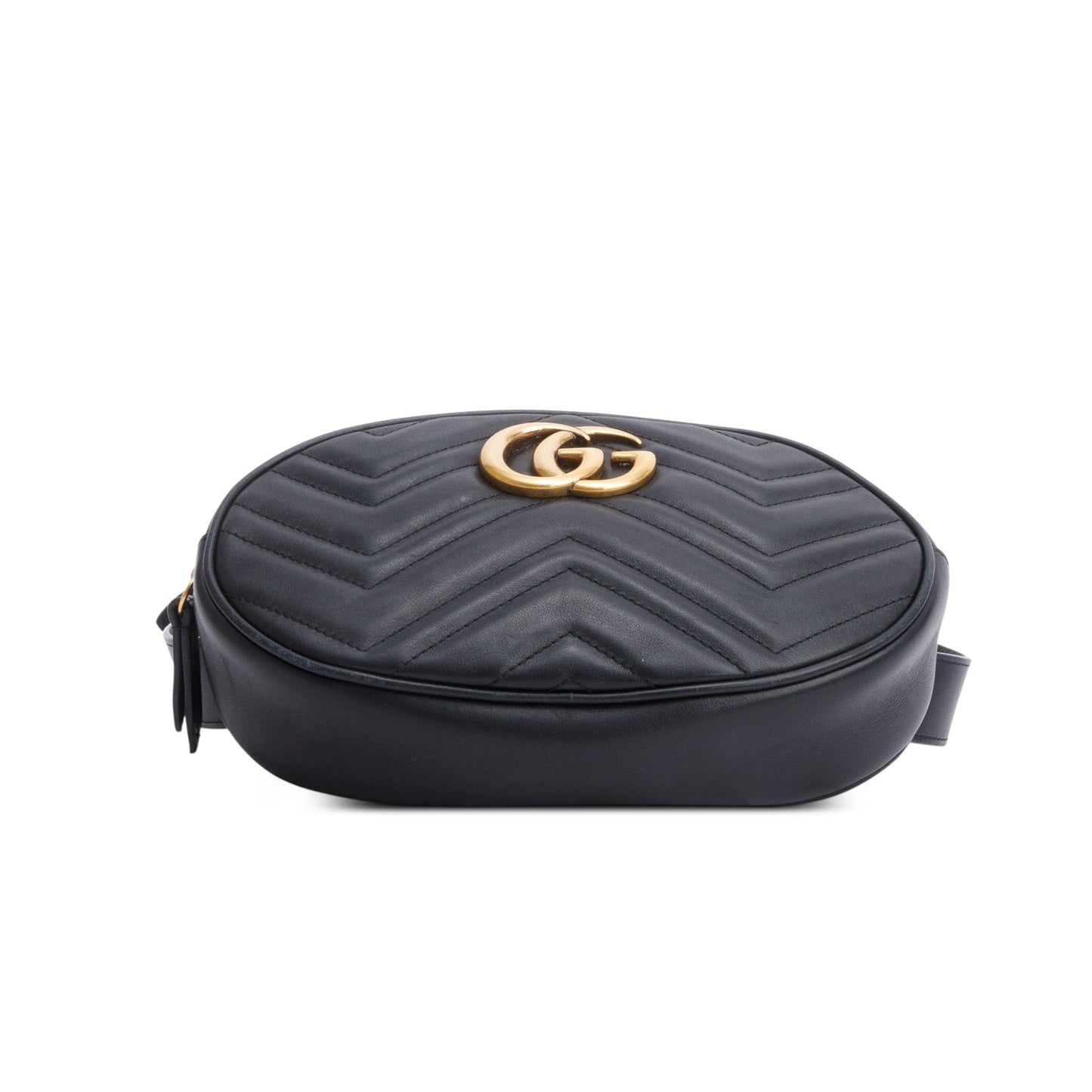 Gucci Black Large GG Marmont Matelasse Leather Belt Bag, Size 105 42