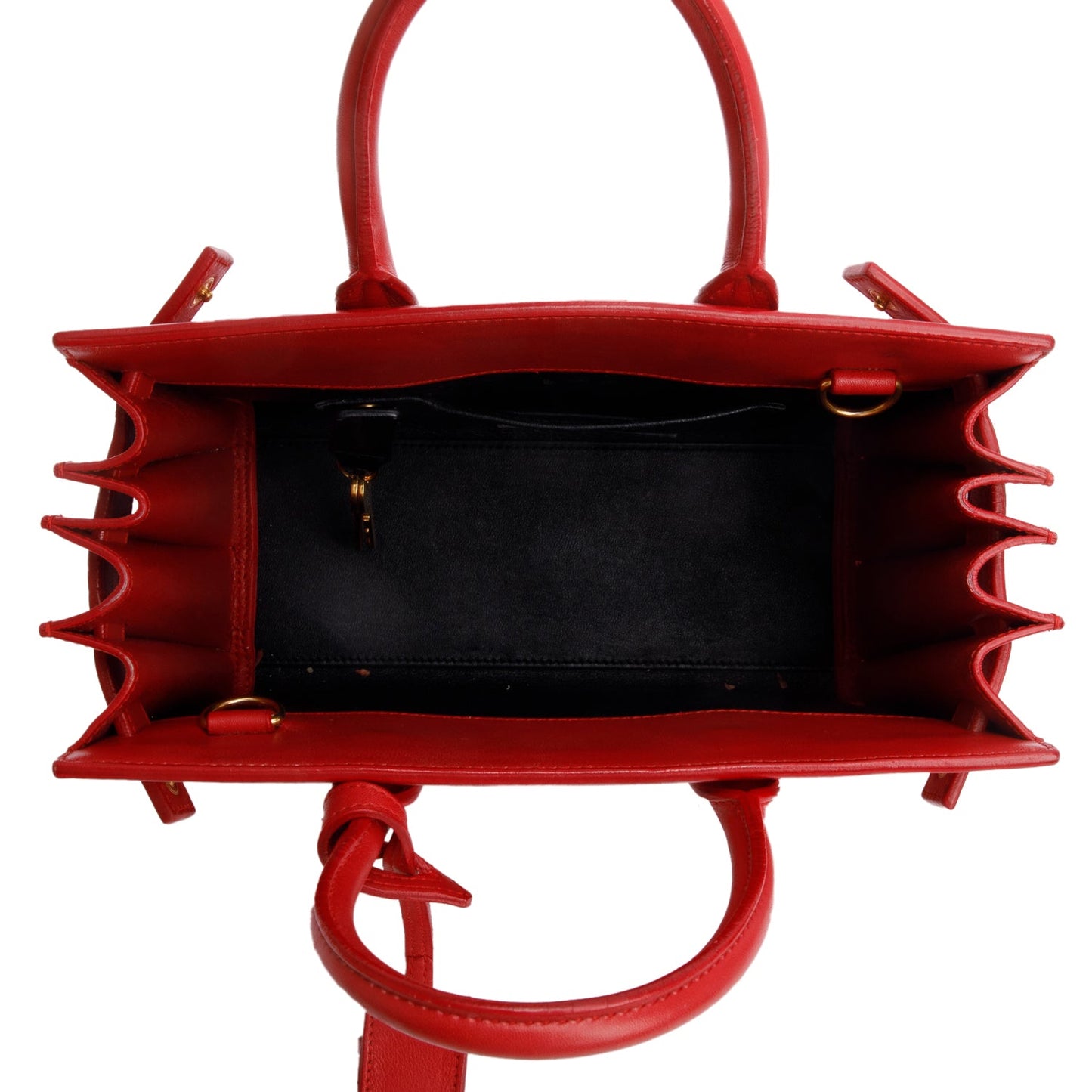 Saint Laurent Red Smooth Leather Nano Sac De Jour