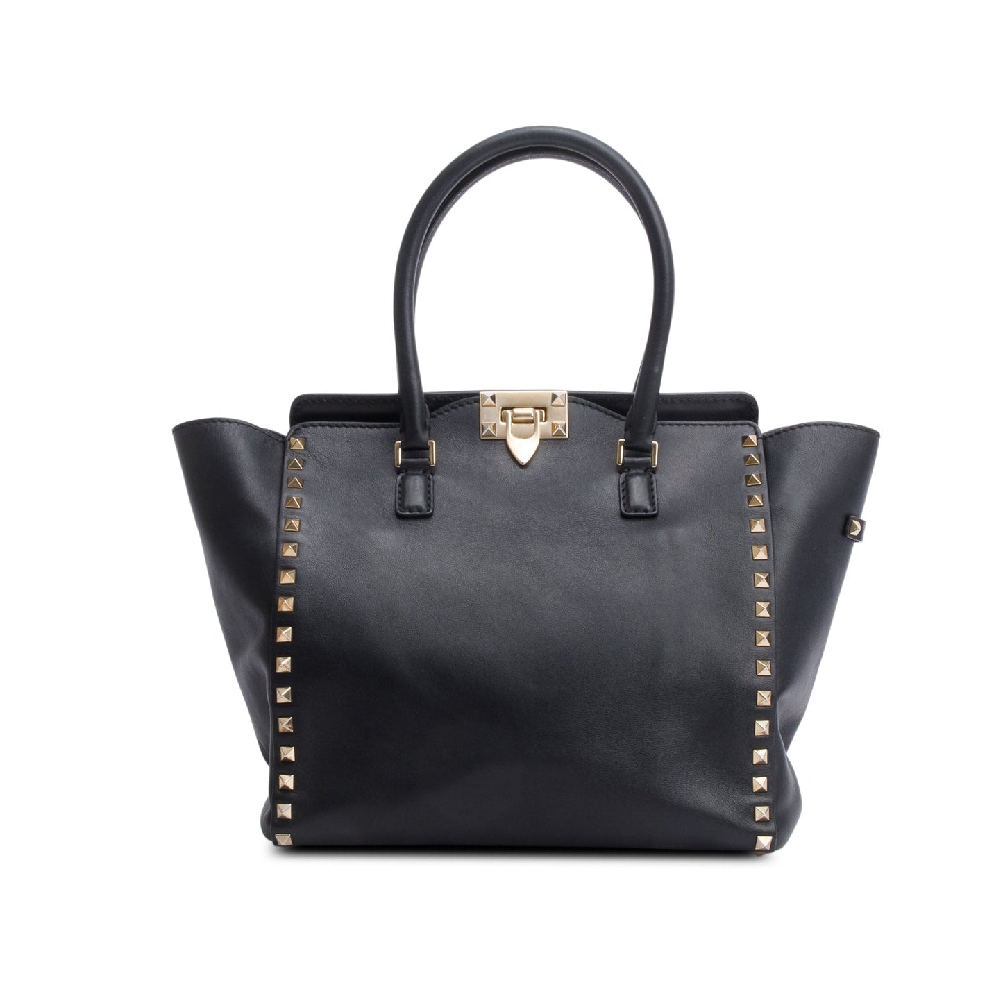 Valentino Black Calfskin Leather Medium Rockstud Tote Bag