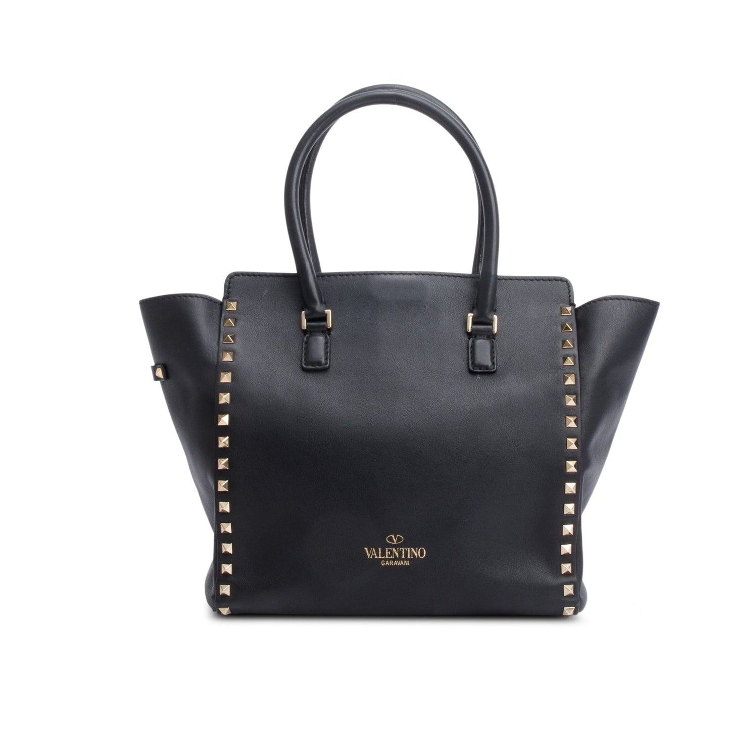 Valentino Black Calfskin Leather Medium Rockstud Tote Bag