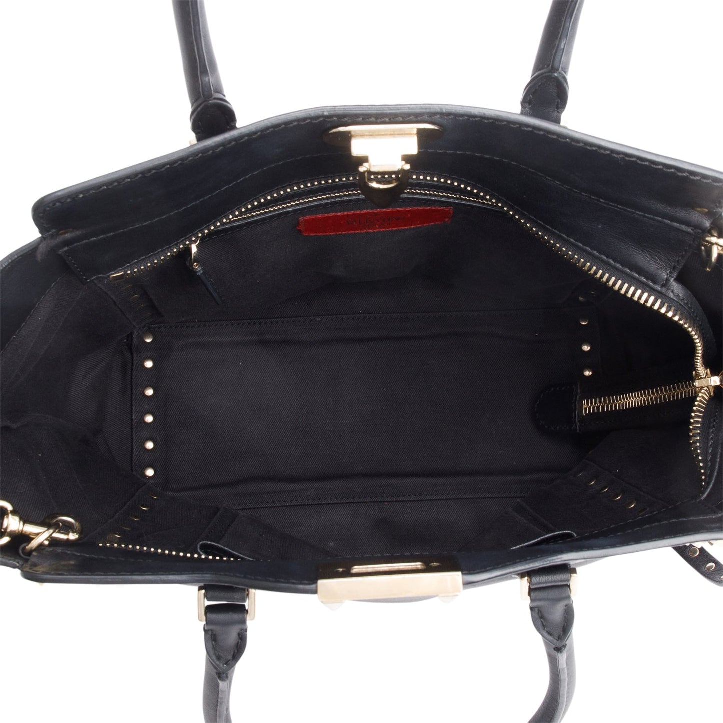 Valentino Black Calfskin Leather Medium Rockstud Tote Bag