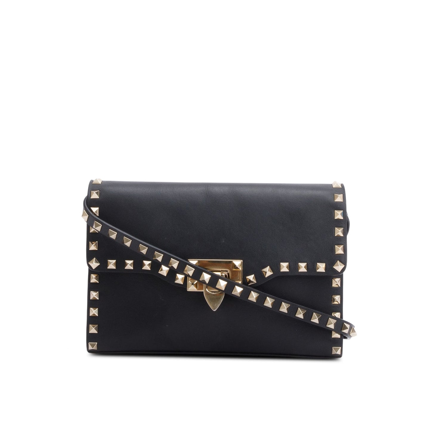 Valentino Black Calfskin Leather Rockstud Crossbody Bag