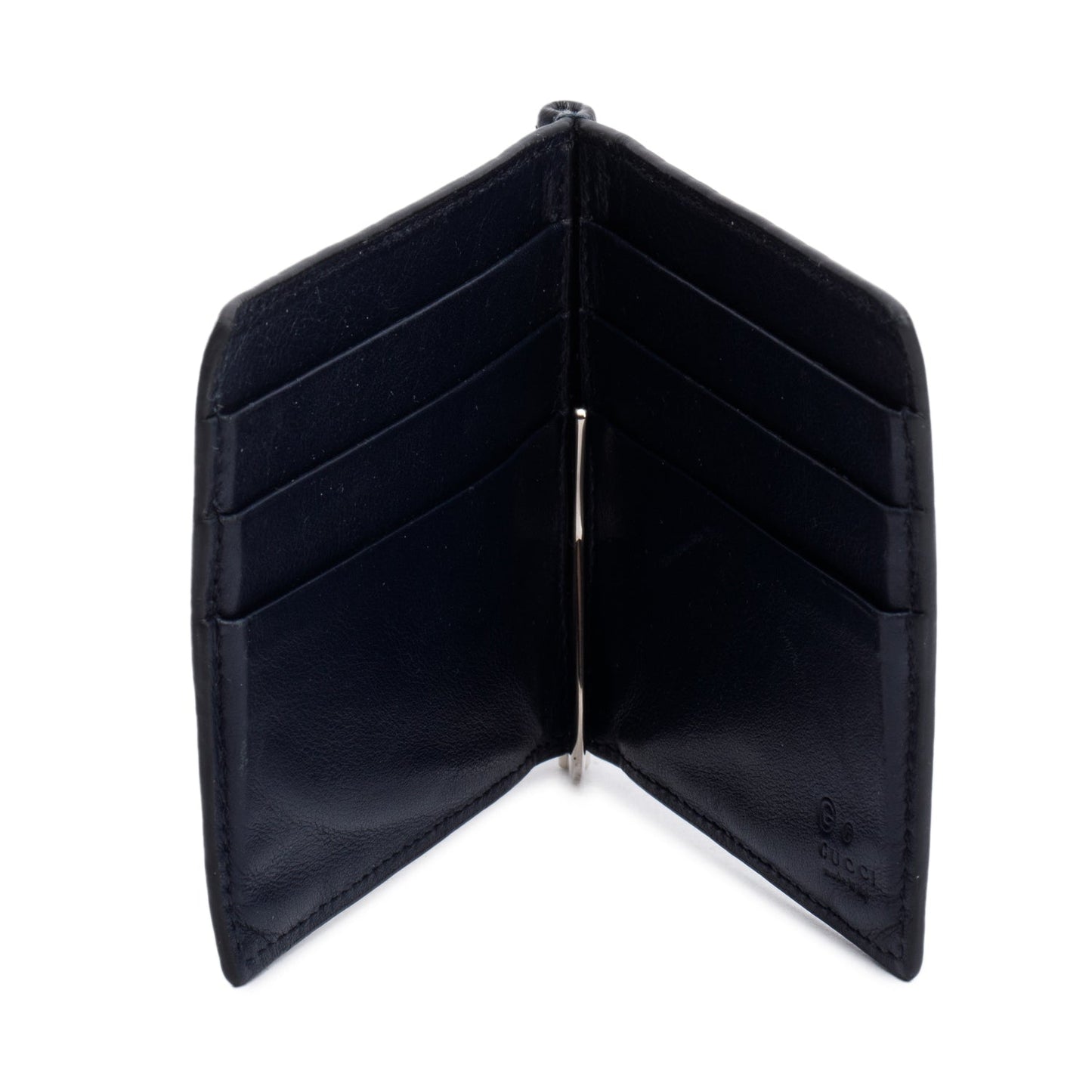Gucci Black Microguccissima Jumbo GG Money Clip Card Holder