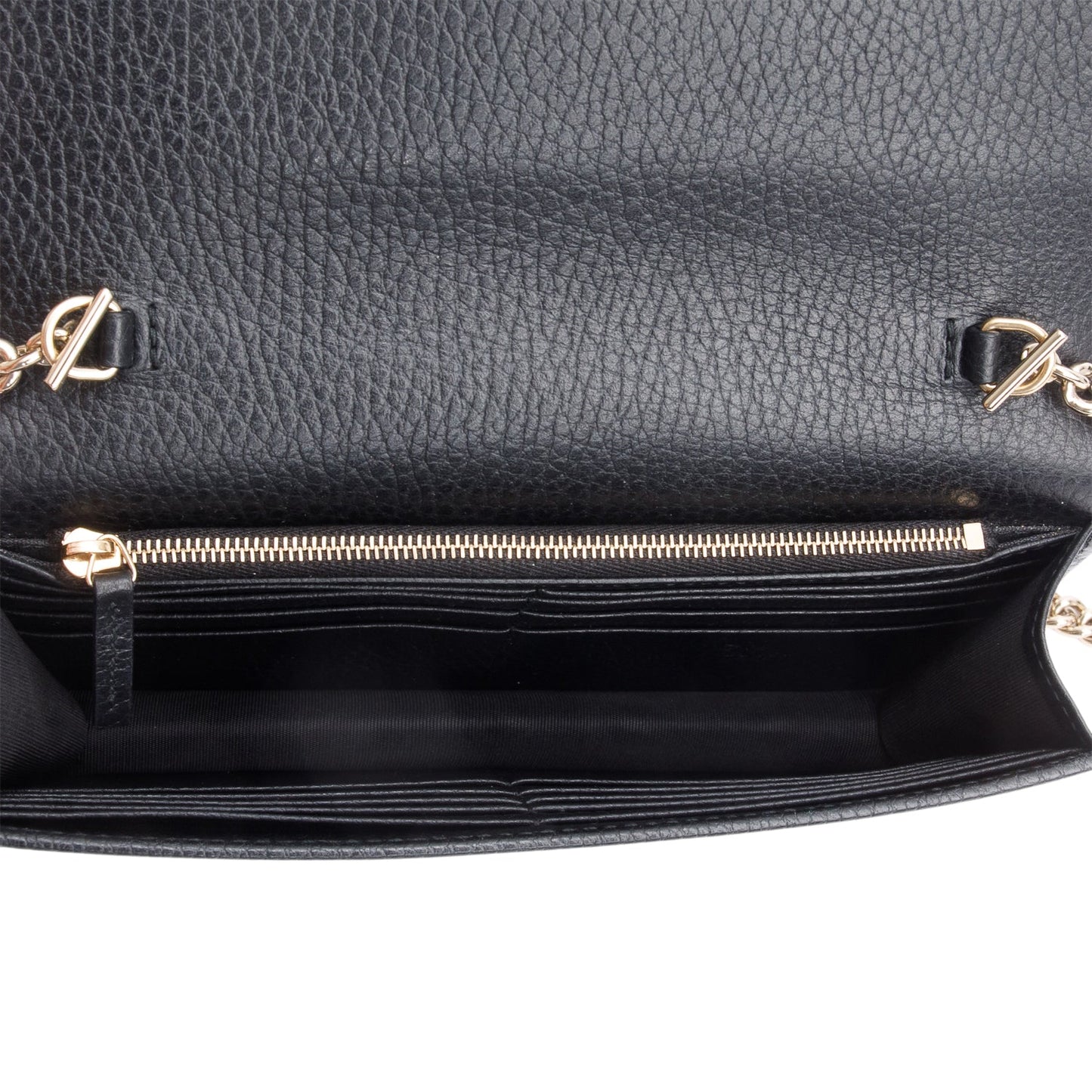 Gucci Black Leather Interlocking G Wallet on Chain