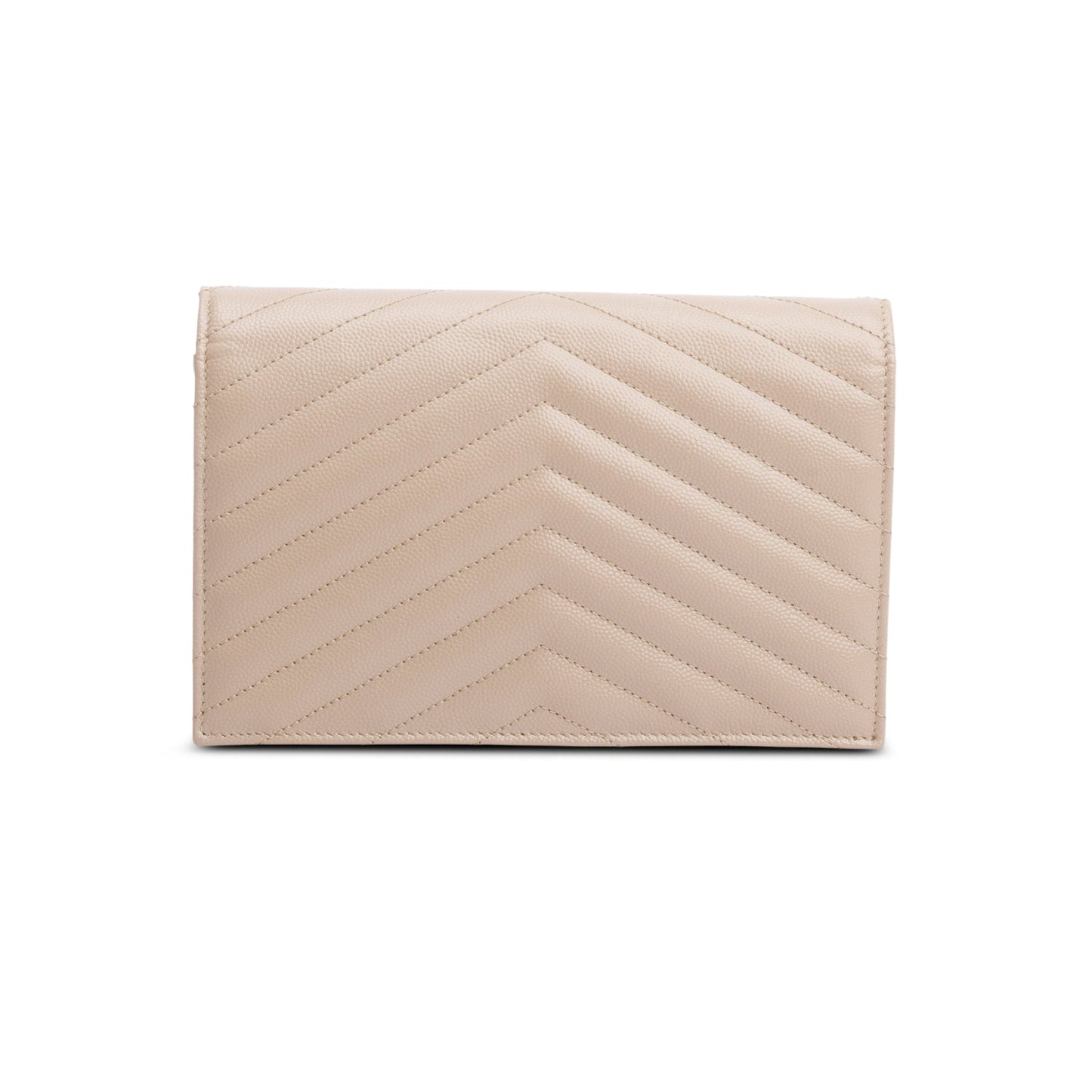 Saint Laurent 2022 Beige Cassandre Matelasse Envelope Chain Wallet