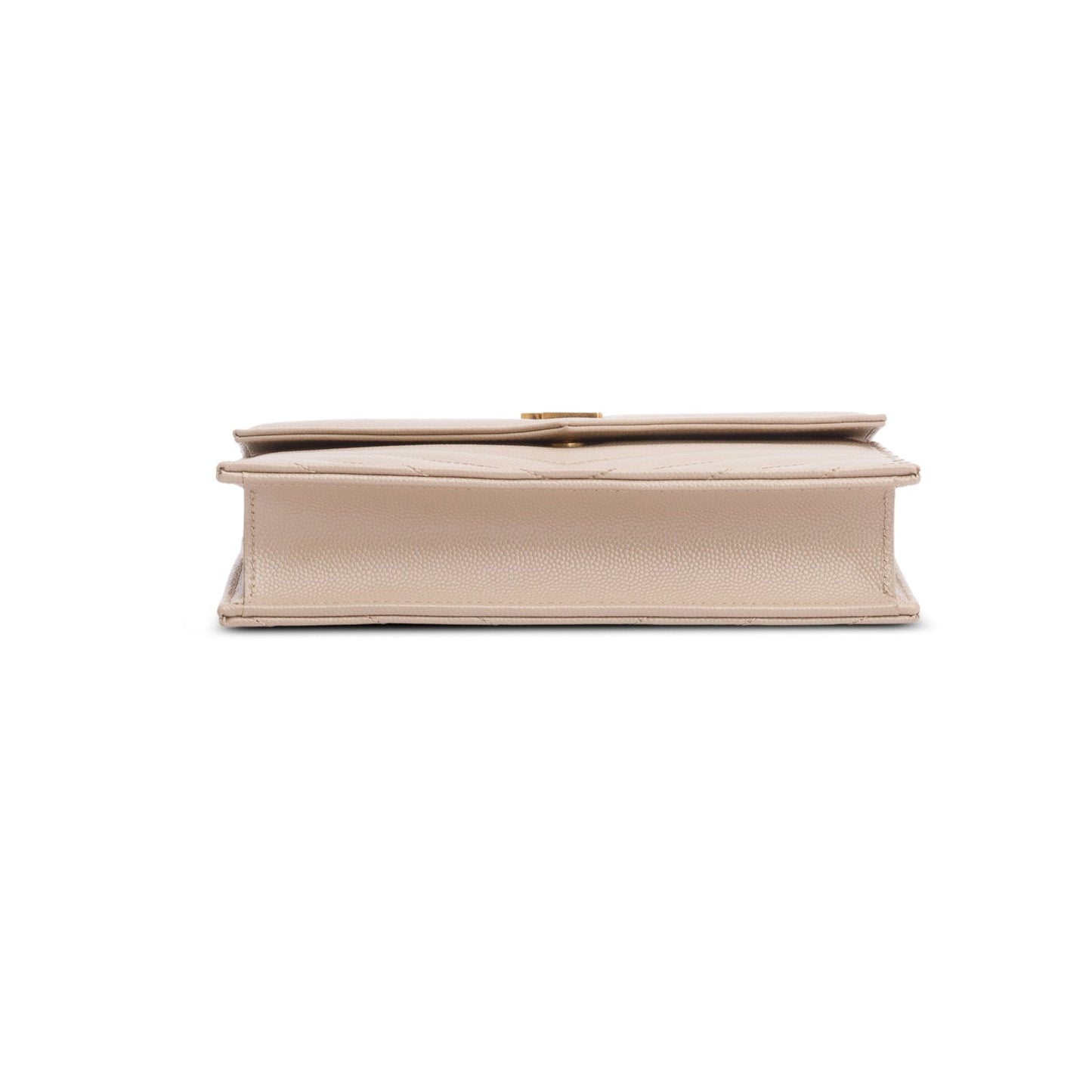 Saint Laurent 2022 Beige Cassandre Matelasse Envelope Chain Wallet